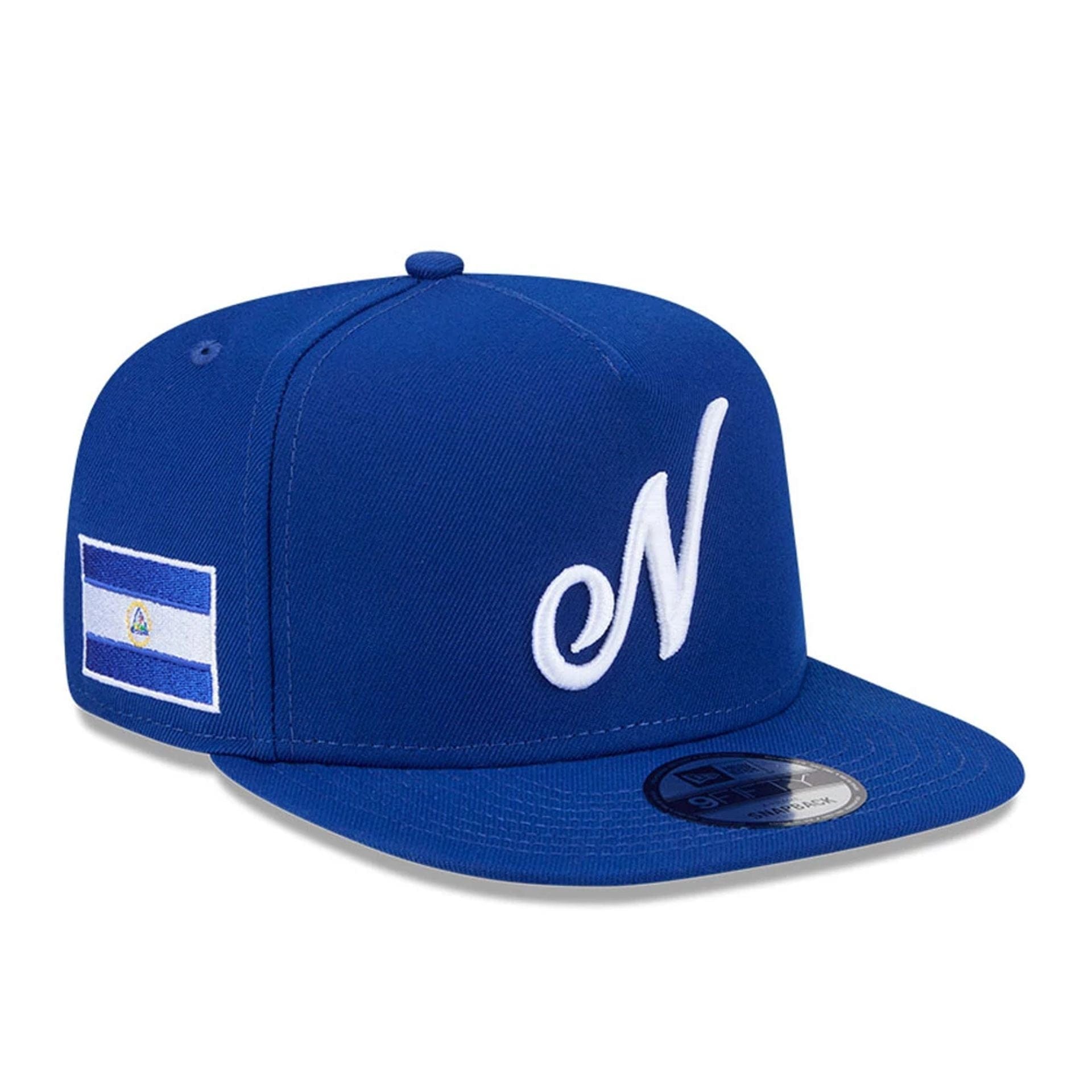 Pictured is this MLB World Baseball Classic 2026 Nicaragua 9FIFTY A-Frame Snapback cap in blue. 1