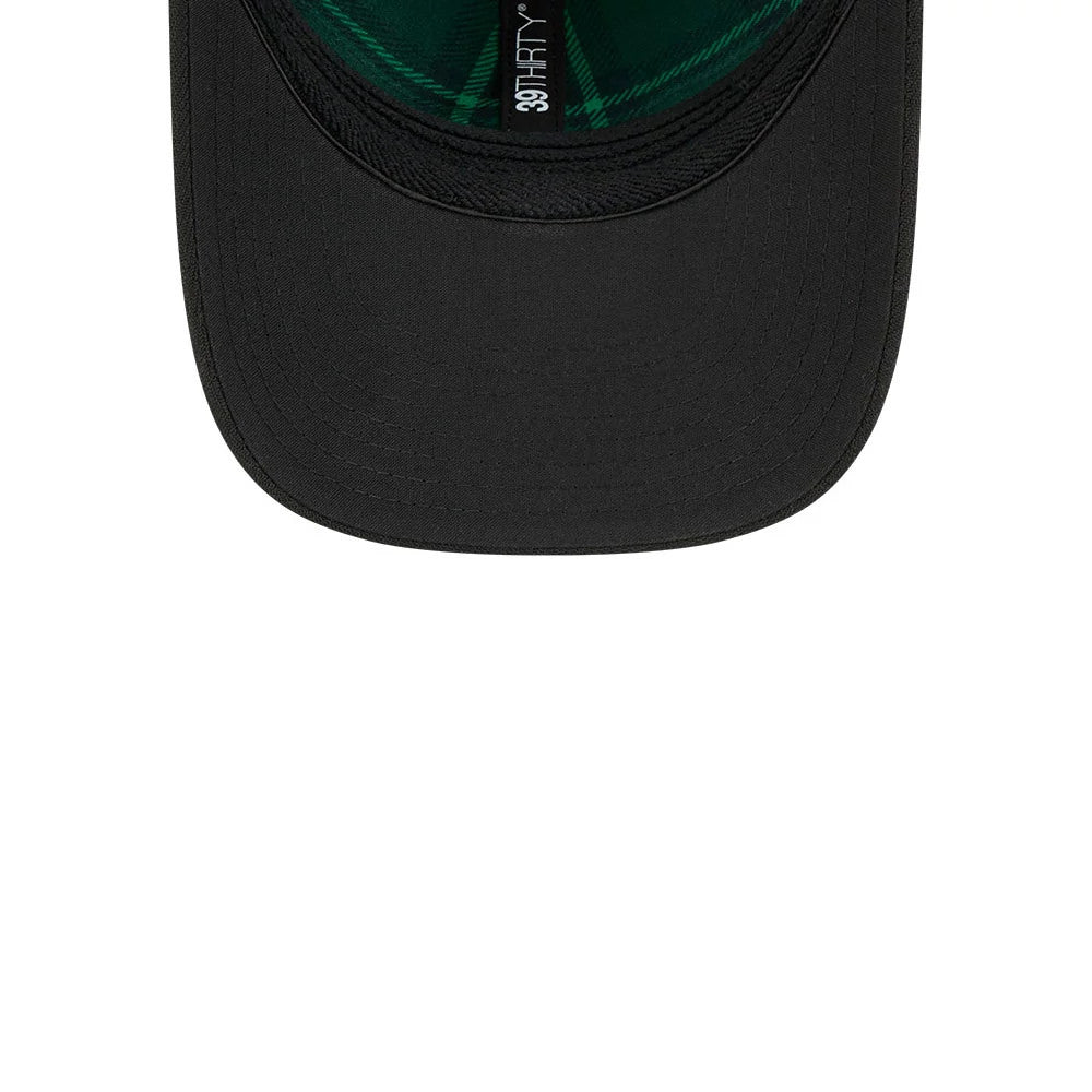 Pictured is this MLB Saint Patrick's Day Philadelphia Phillies 39THIRTY M-Crown A-Frame Stretch Fit cap in black. 7