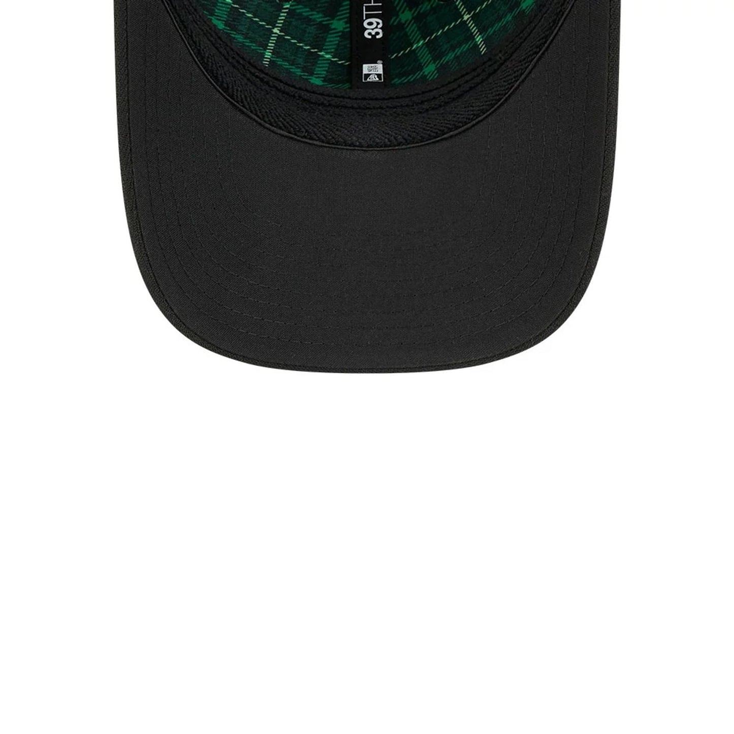 Pictured is this MLB Saint Patrick's Day LA Dodgers 39THIRTY M-Crown A-Frame Stretch Fit cap in black. 7