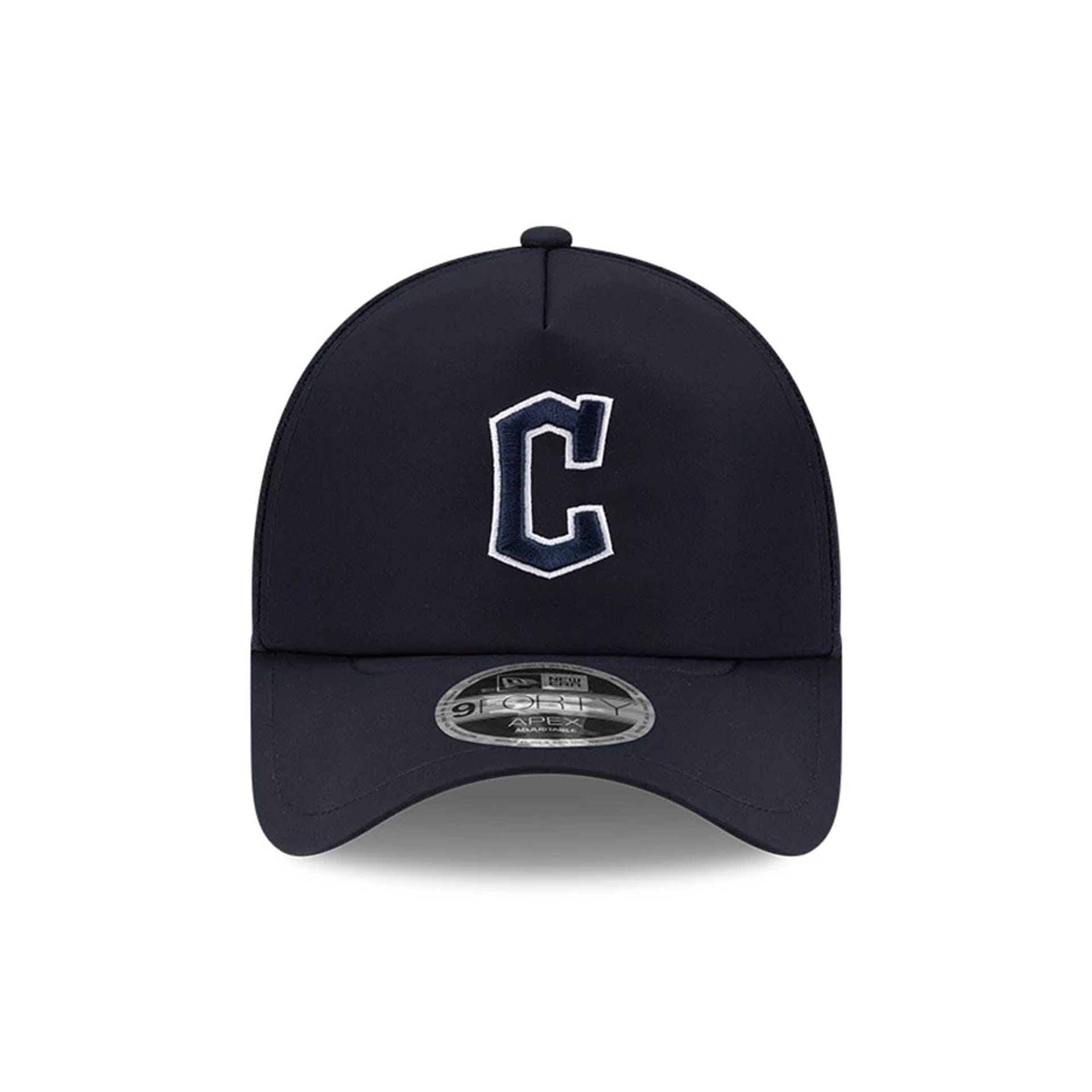 Pictured is this MLB Batting Practice 2026 Cleveland Guardians 9FORTY Apex cap in navy. 2