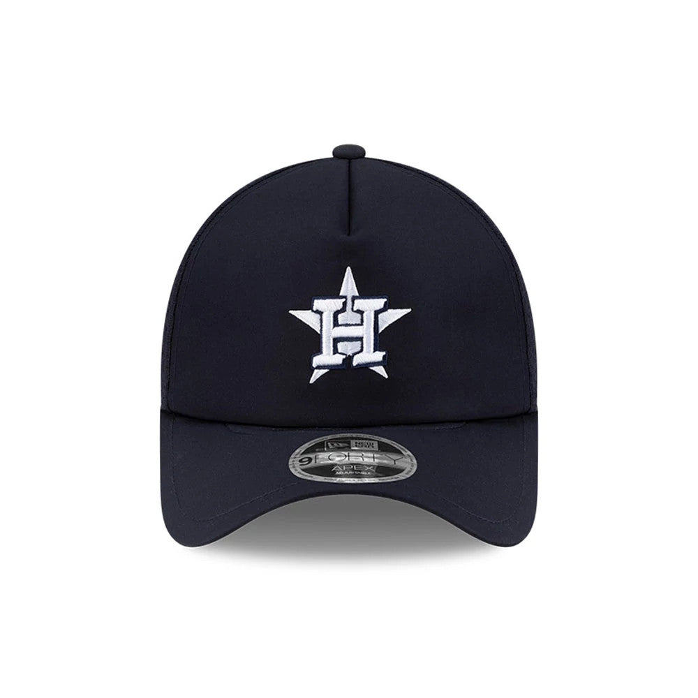 Pictured is this MLB Batting Practice 2026 Houston Astros 9FORTY Apex cap in navy. 2