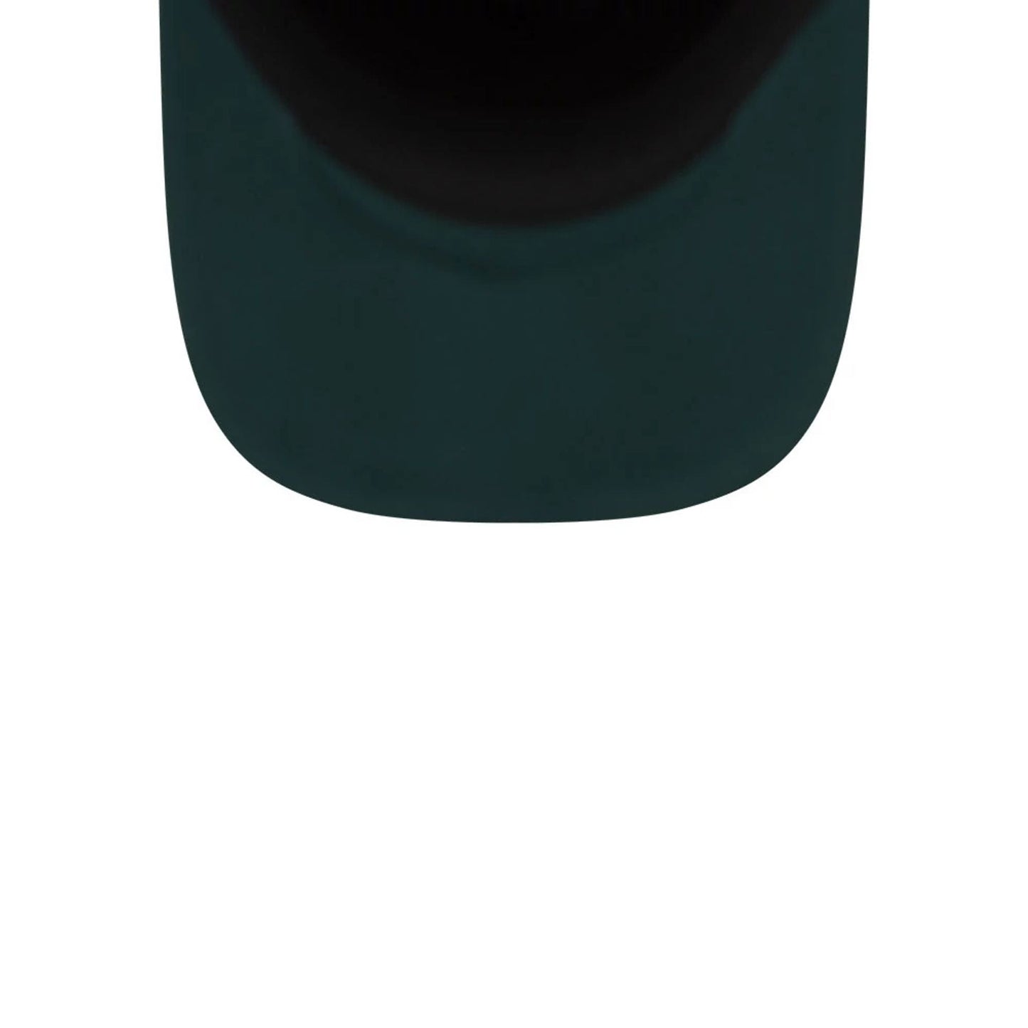 Athletics MLB Batting Practice 2026 Dark Green New Era 9FORTY Apex Adjustable Cap, close-up of the curved dark green visor from above, showing fabric construction without logos or stickers.