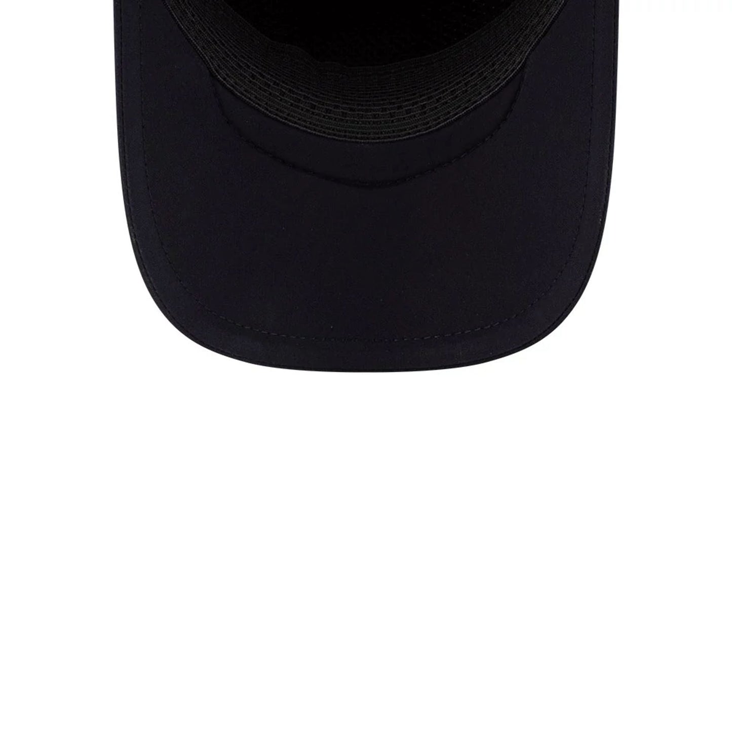 Seattle Mariners MLB Batting Practice 2026 Navy New Era 9FORTY Apex Adjustable Cap, inside view showing the black sweatband, navy undervisor and the seam stitching, providing a close look at the inner details.