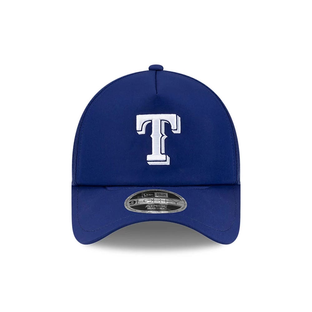 Pictured is this MLB Batting Practice 2026 Texas Rangers 9FORTY Apex cap in dark blue. 2