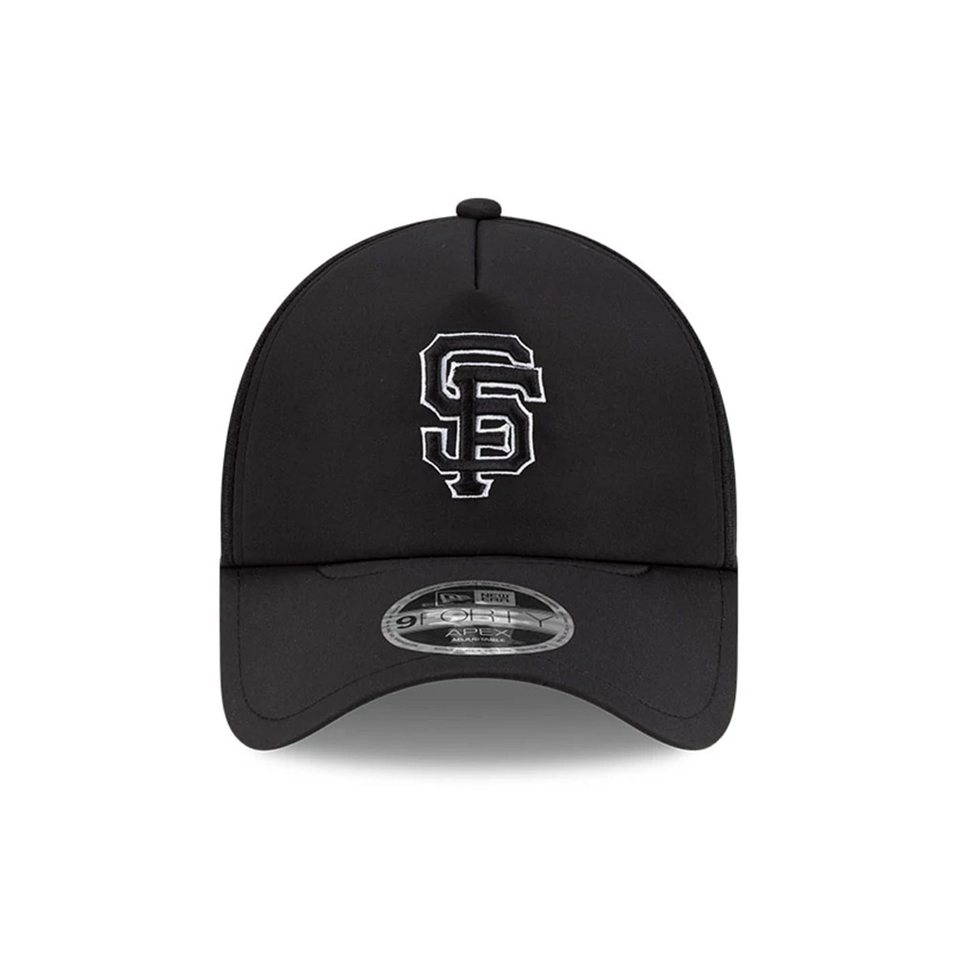 Pictured is this MLB Batting Practice 2026 San Francisco Giants 9FORTY Apex cap in black. 2