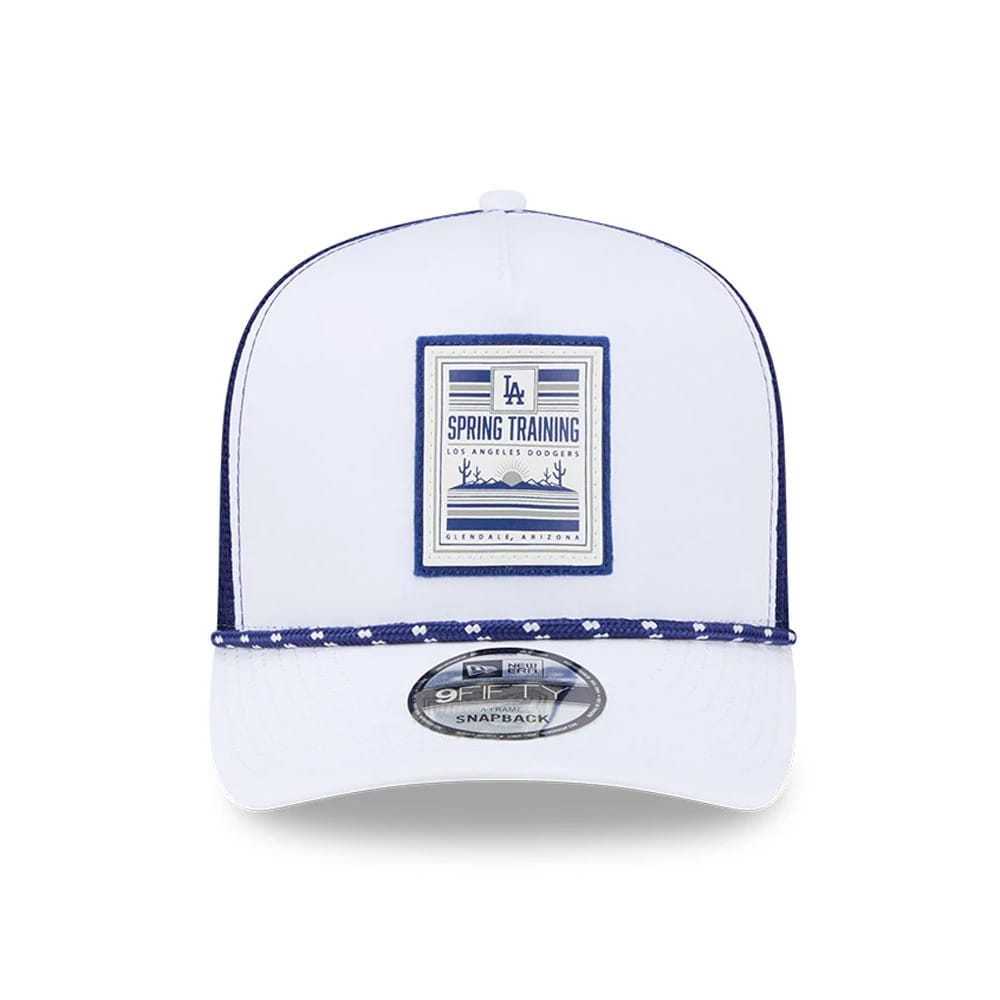 Pictured is this MLB Lines LA Dodgers 9FIFTY A-Frame Snapback cap in dark blue. 3