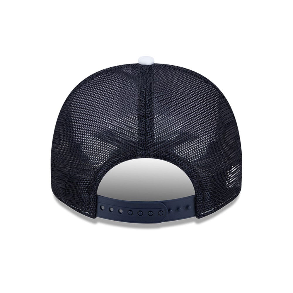 Pictured is this MLB Lines New York Yankees 9FIFTY A-Frame Snapback cap in white. 7