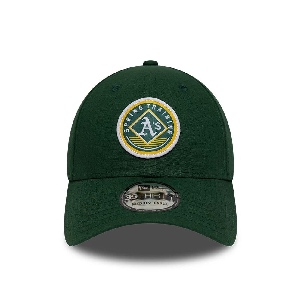 Pictured is this MLB Ripstop Athletics 39THIRTY Stretch Fit cap in dark green. 3