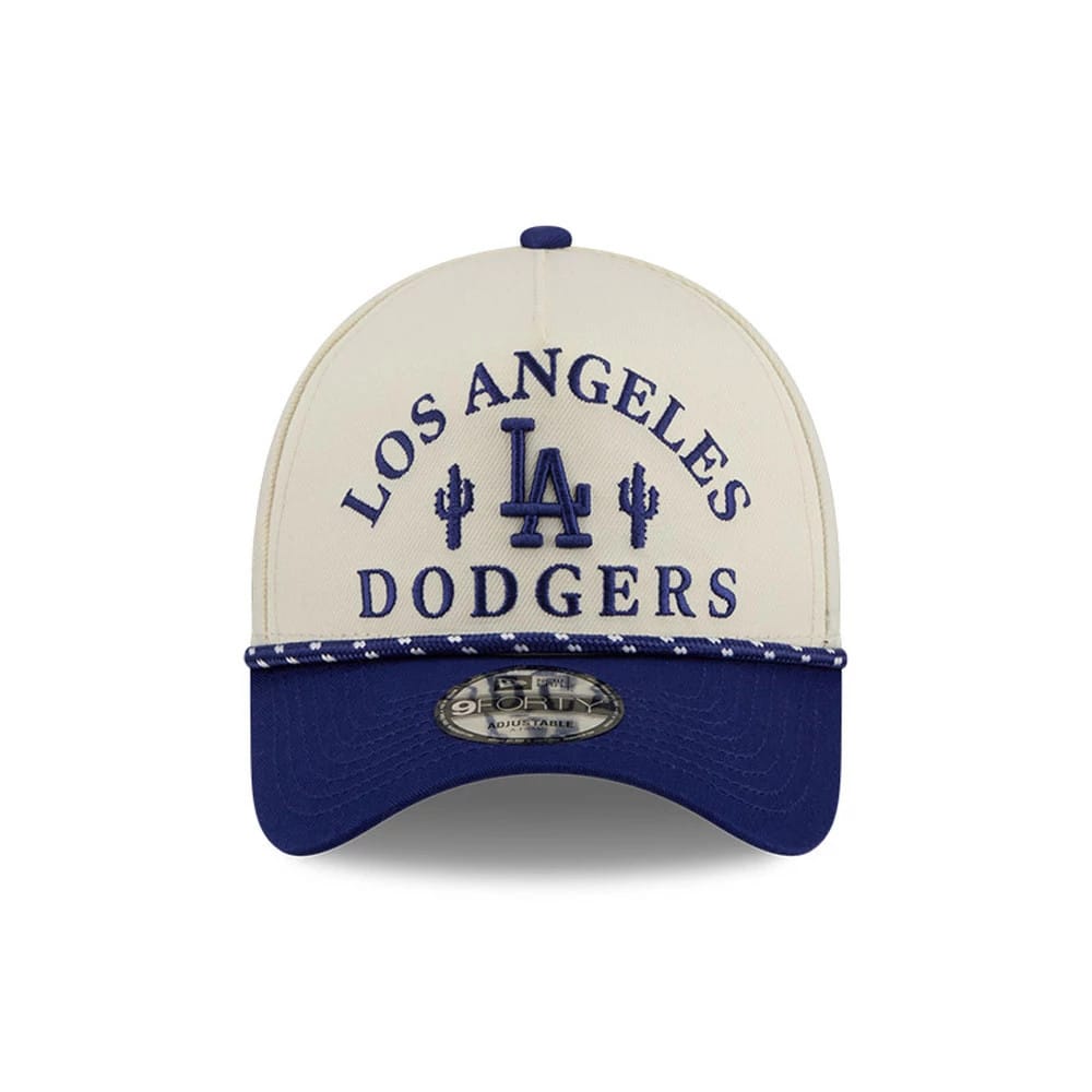 Pictured is this MLB Rope LA Dodgers 9FORTY A-Frame cap in cream. 3