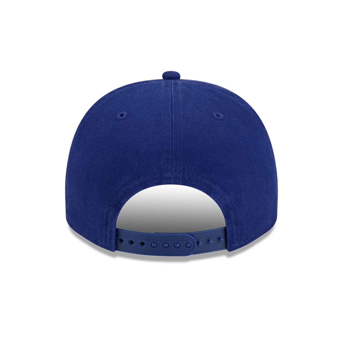LA Dodgers MLB Historic Navy New Era 9FIFTY A-Frame Snapback Adjustable Cap, rear view showing a solid navy back panel with matching snapback closure and a central seam leading to the top button.