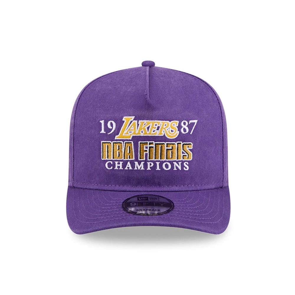 Pictured is this NBA Historic LA Lakers 9FIFTY A-Frame Snapback cap in purple. 3