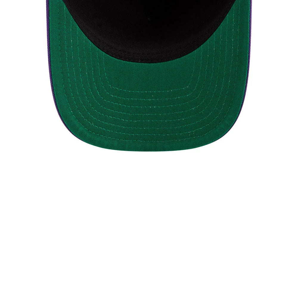 Pictured is this NBA Historic LA Lakers 9FIFTY A-Frame Snapback cap in purple. 2