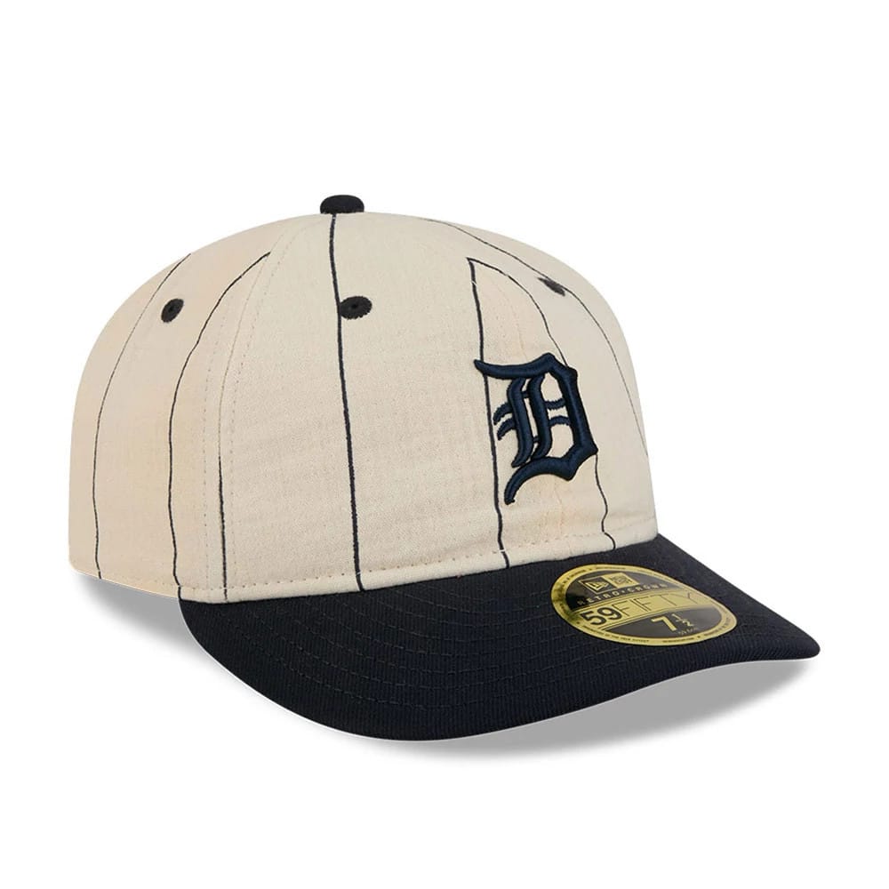 Pictured is this MLB Linen Detroit Tigers Retro Crown 59FIFTY Fitted cap in cream. 4