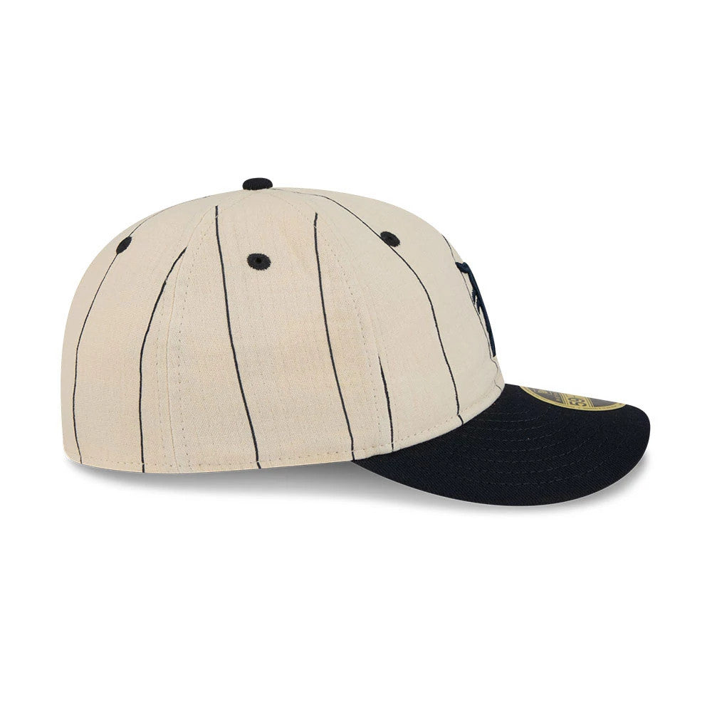Pictured is this MLB Linen Detroit Tigers Retro Crown 59FIFTY Fitted cap in cream. 7
