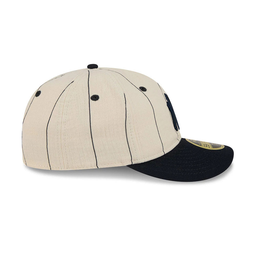 Pictured is this MLB Linen New York Yankees Retro Crown 59FIFTY Fitted cap in Cream. 6
