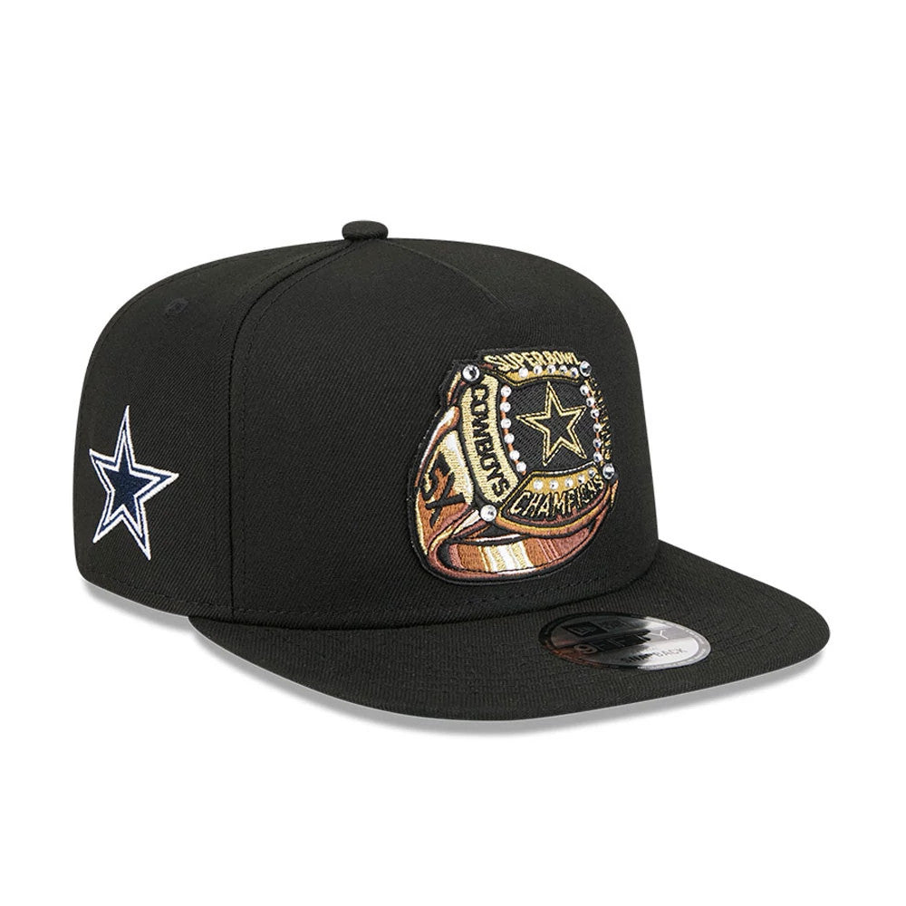 Pictured is this NFL Ring Dallas Cowboys 9FIFTY A-Frame Snapback cap in black. 1