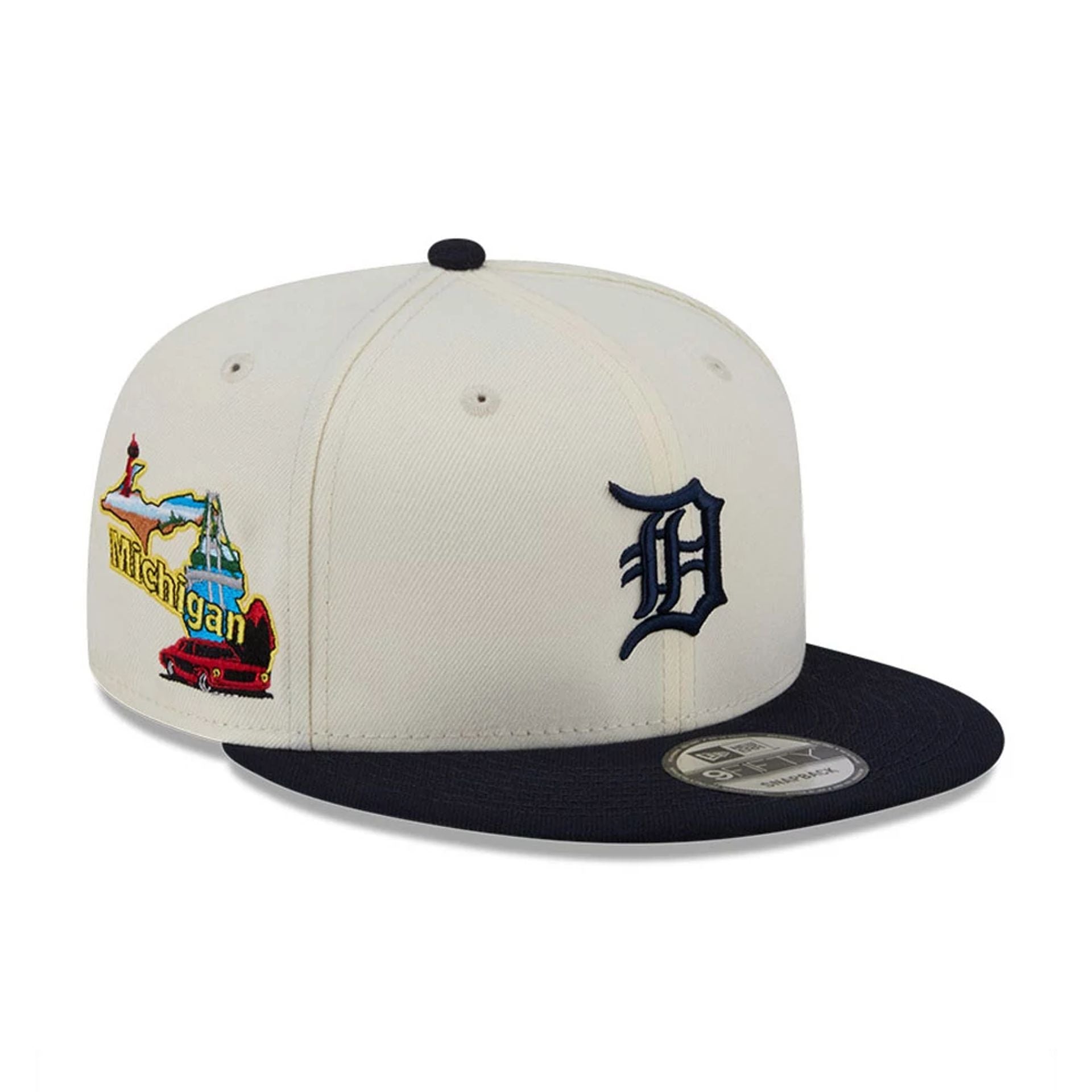 Pictured is this MLB Localized Detroit Tigers 9FIFTY Snapback cap in white. 1