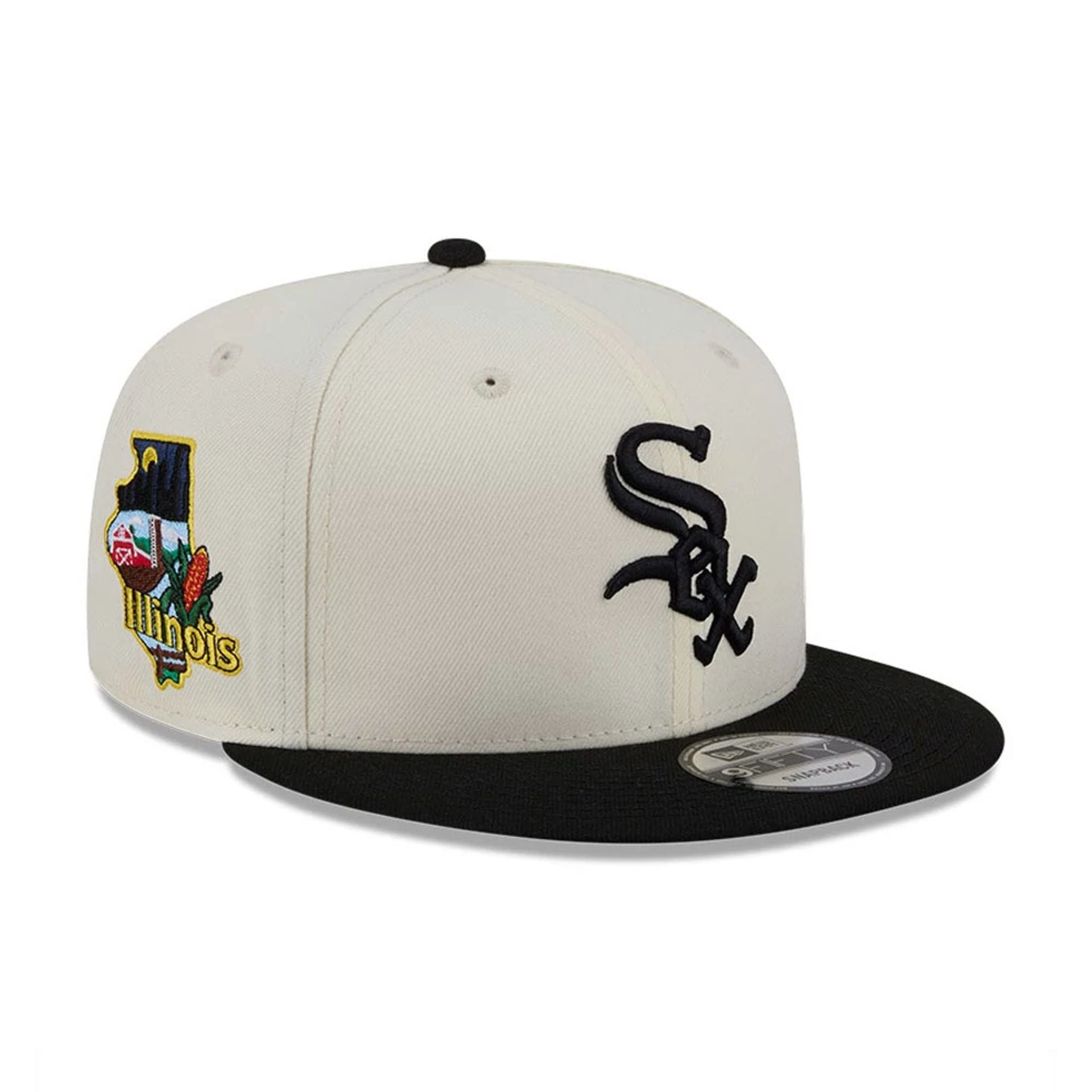 Pictured is this MLB Localized Chicago White Sox 9FIFTY Snapback cap in white. 1