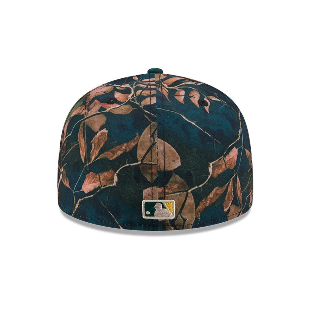 Pictured is this MLB Leaves Athletics 59FIFTY Fitted cap in dark green. 7
