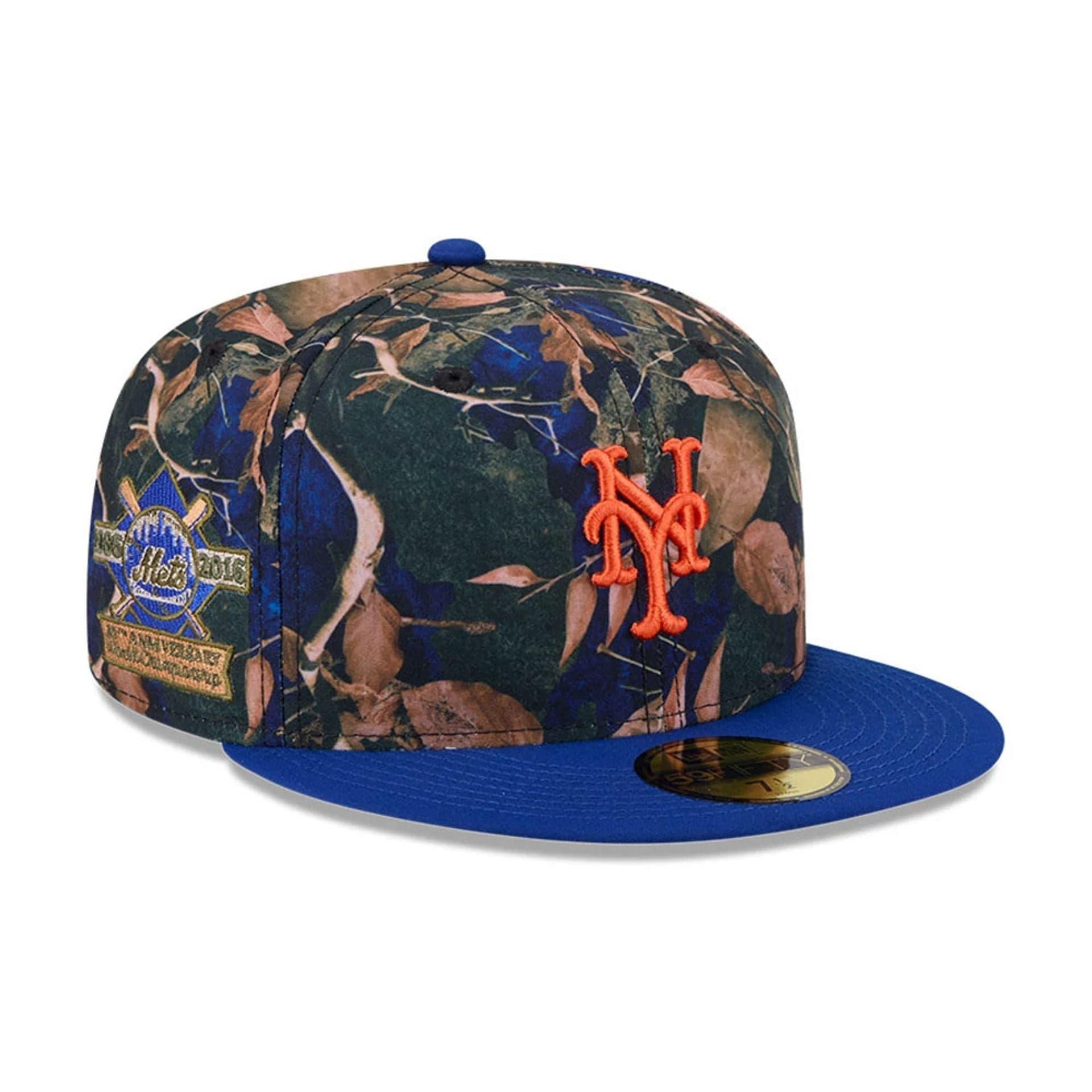 Pictured is this MLB Leaves New York Mets 59FIFTY Fitted cap in blue. 1