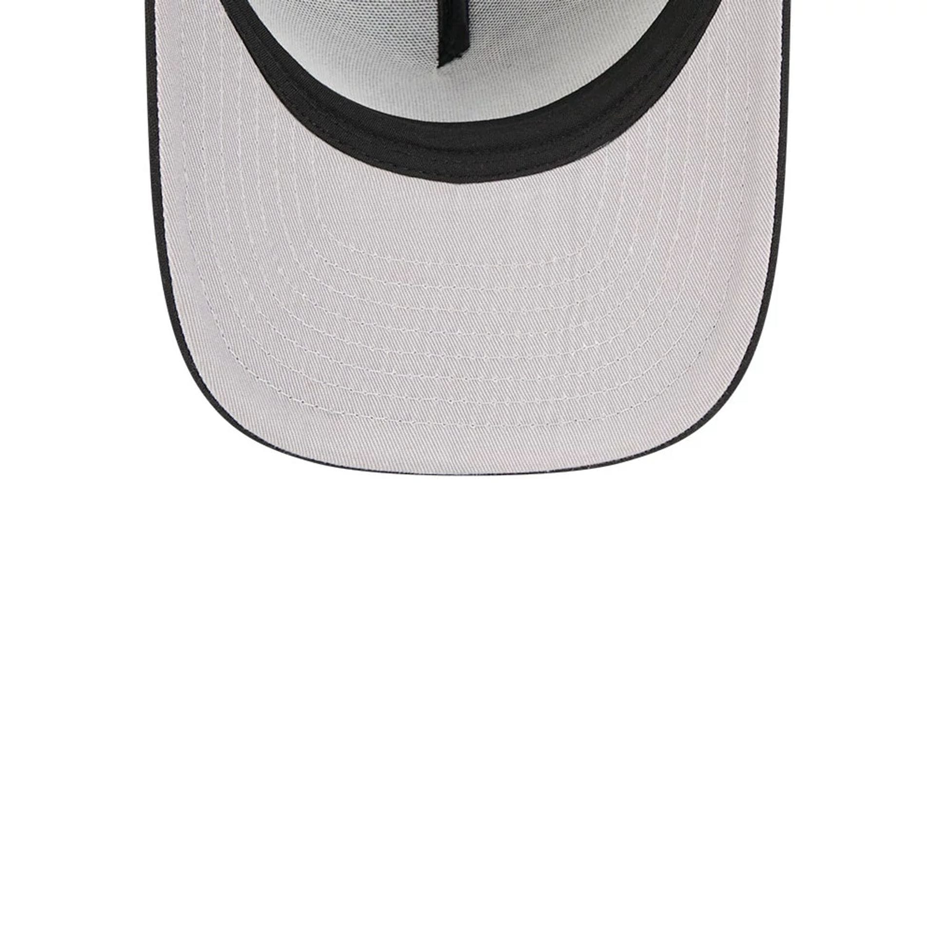 Pictured is this NBA Washed LA Lakers 9FIFTY A-Frame Trucker cap in black. 2