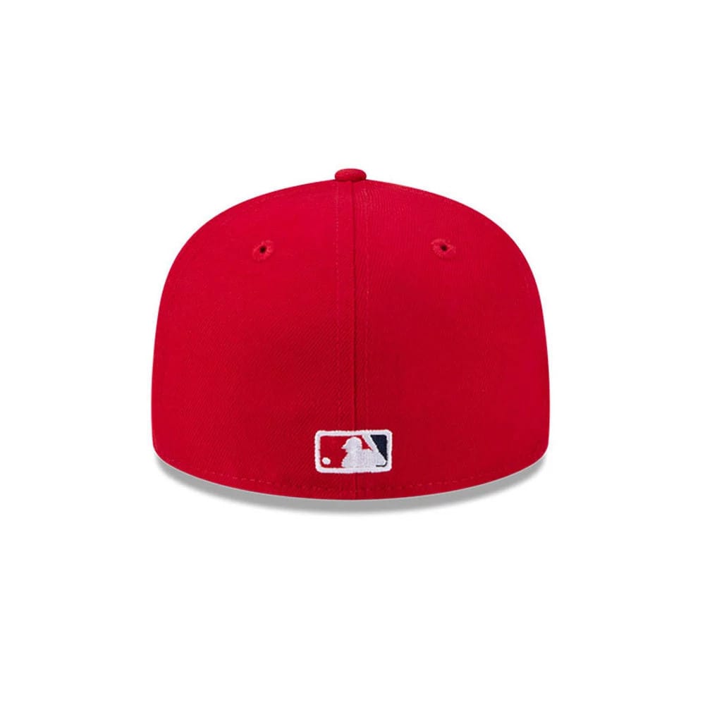 Pictured is this MLB Hidden Hit LA Angels 59FIFTY Fitted cap in red. 7