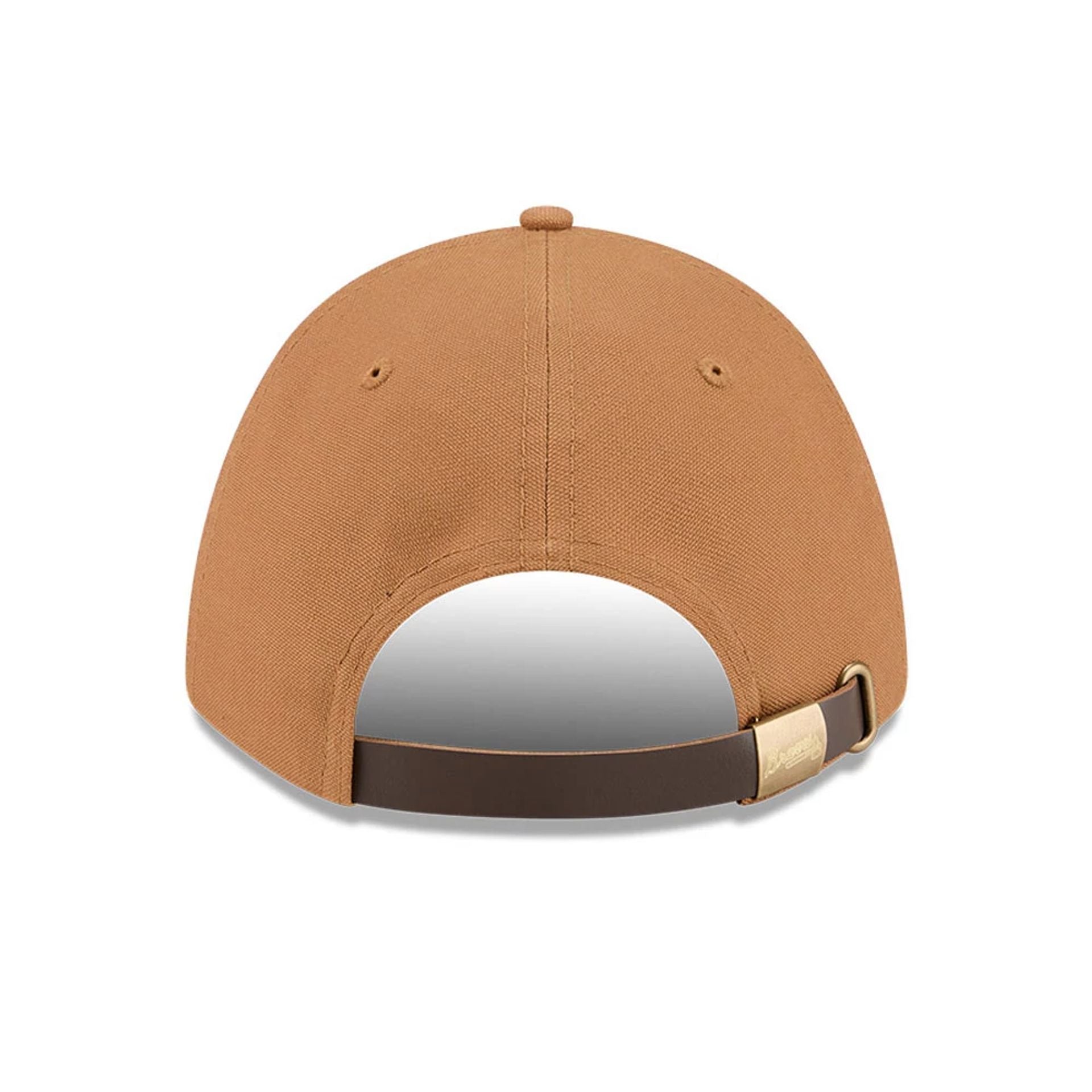 Pictured is this MLB Team Choice Atlanta Braves 9FORTY M-Crown cap in beige. 2
