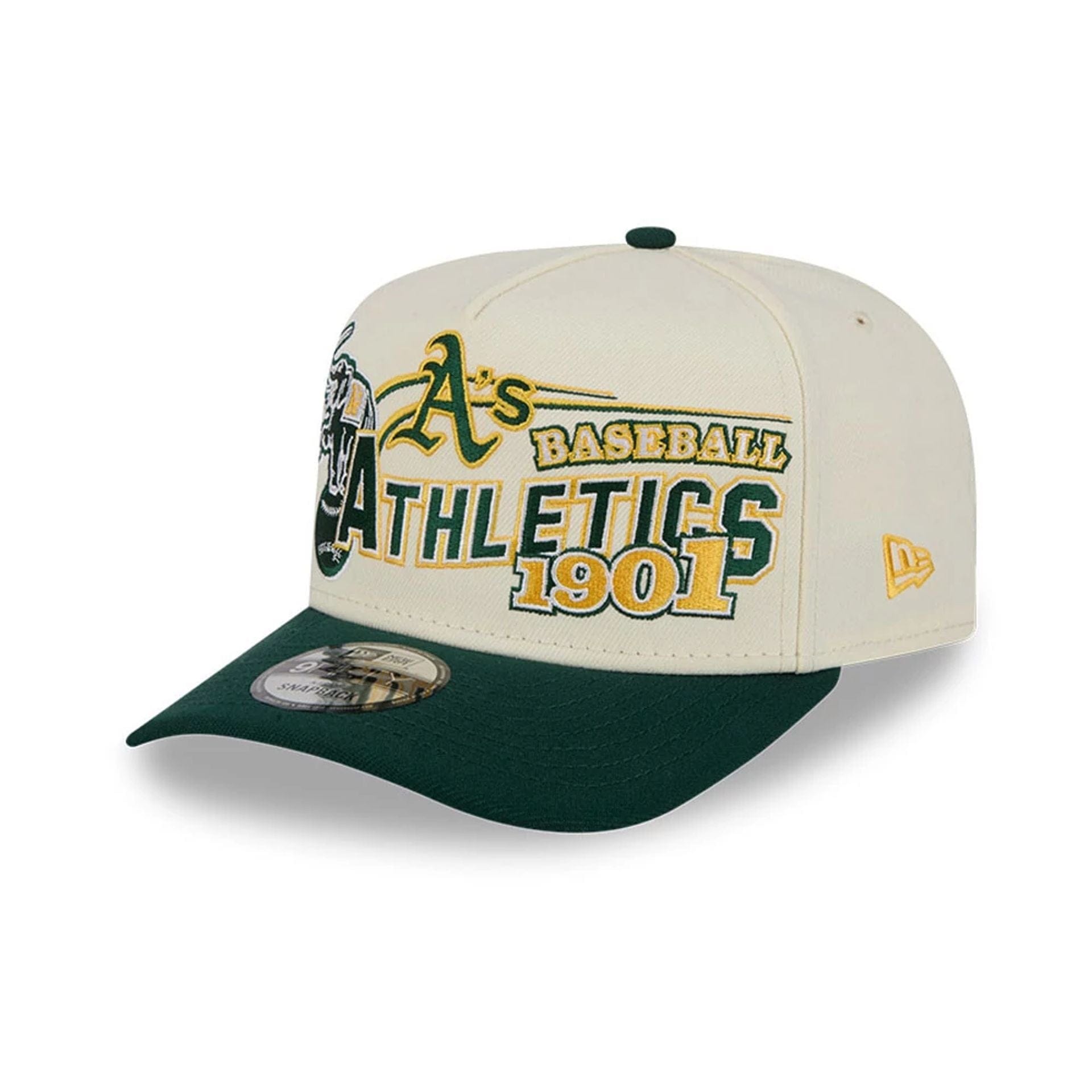 Pictured is this MLB Classic Athletics 9FIFTY A-Frame Snapback cap in White. 1