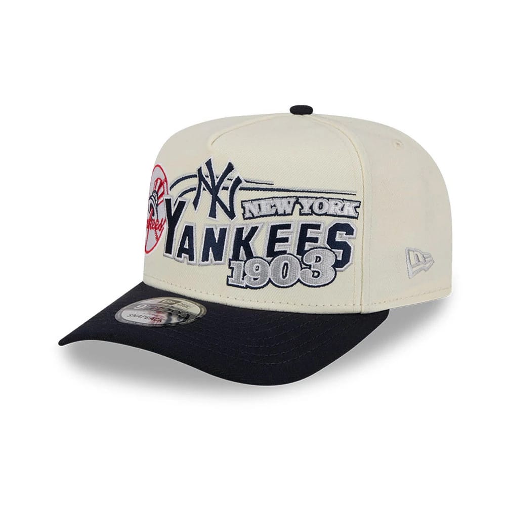 Pictured is this MLB Classic New York Yankees 9FIFTY A-Frame Snapback cap in Cream. 1