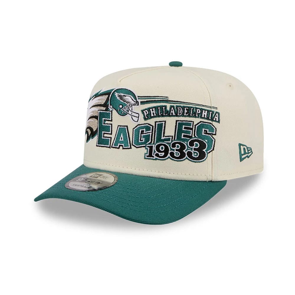 Pictured is this NFL Classic Philadelphia Eagles 9FIFTY A-Frame Snapback cap in White. 1