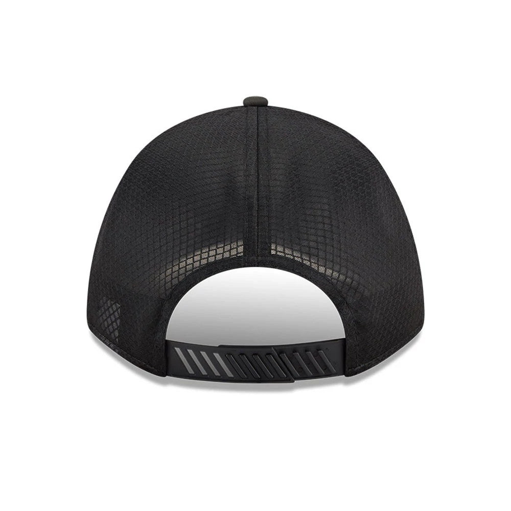 Pictured is this MLB Badged LA Dodgers 9FORTY M-Crown A-Frame Trucker cap in black. 2