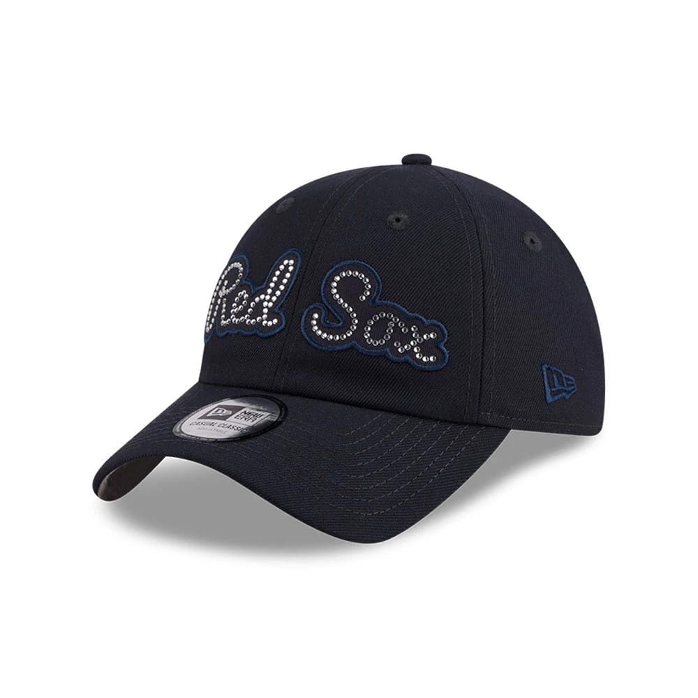 Pictured is this MLB Rhinestone Boston Red Sox Casual Classic cap in navy. 1