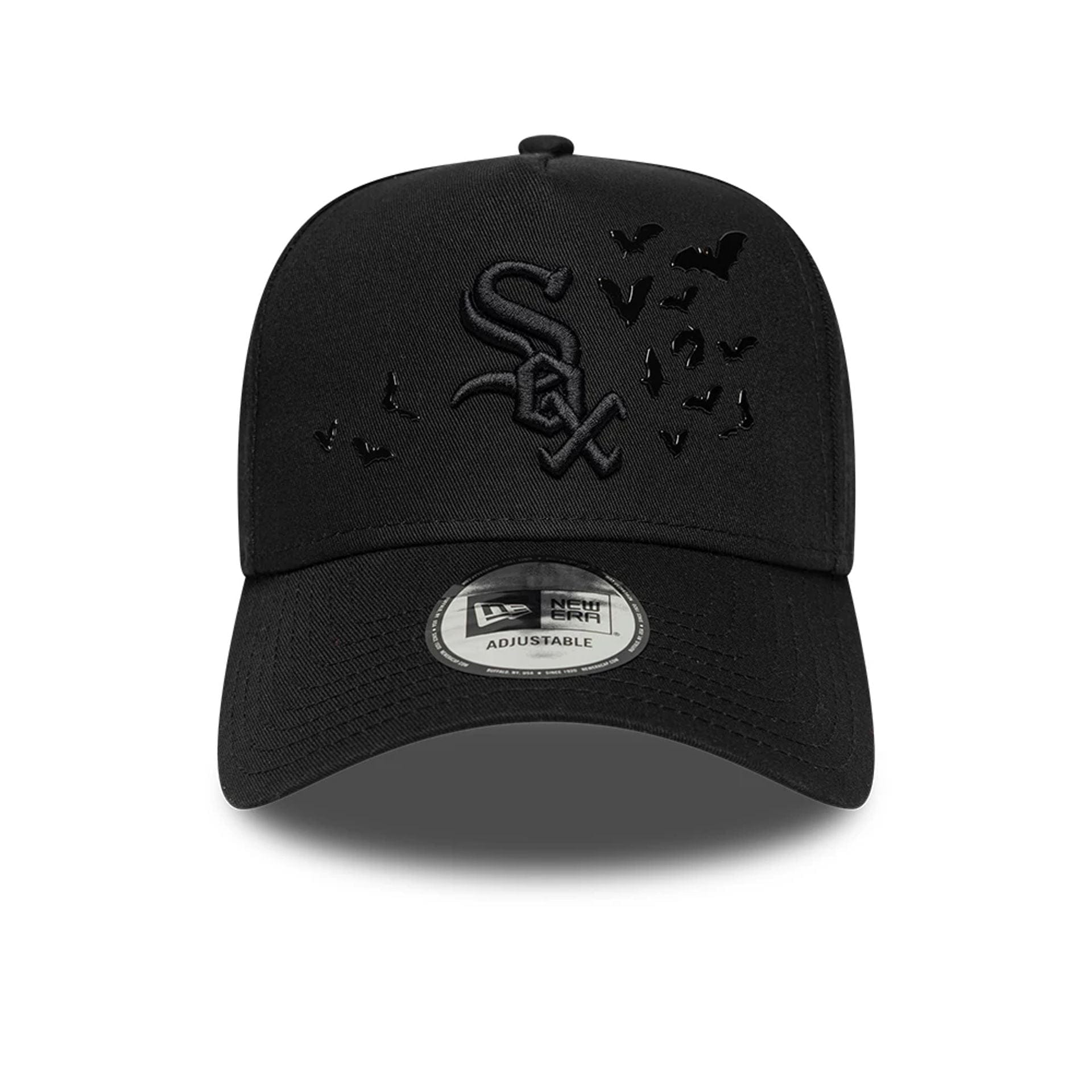 This is a Chicago White Sox MLB Bats Black 9FORTY E-Frame Adjustable Cap 2