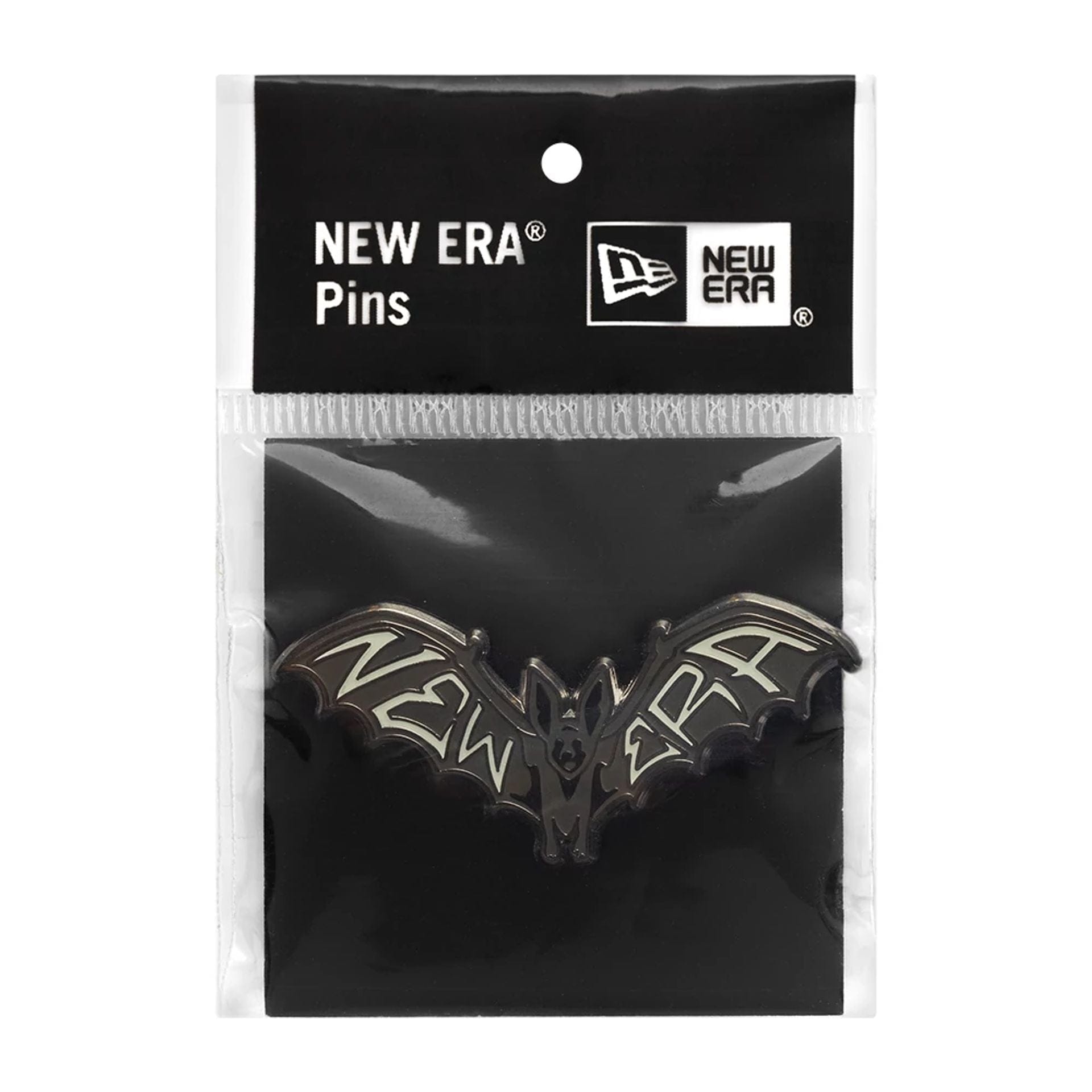 This is a New Era Bat Glow In The Dark Black Pin Badge 2