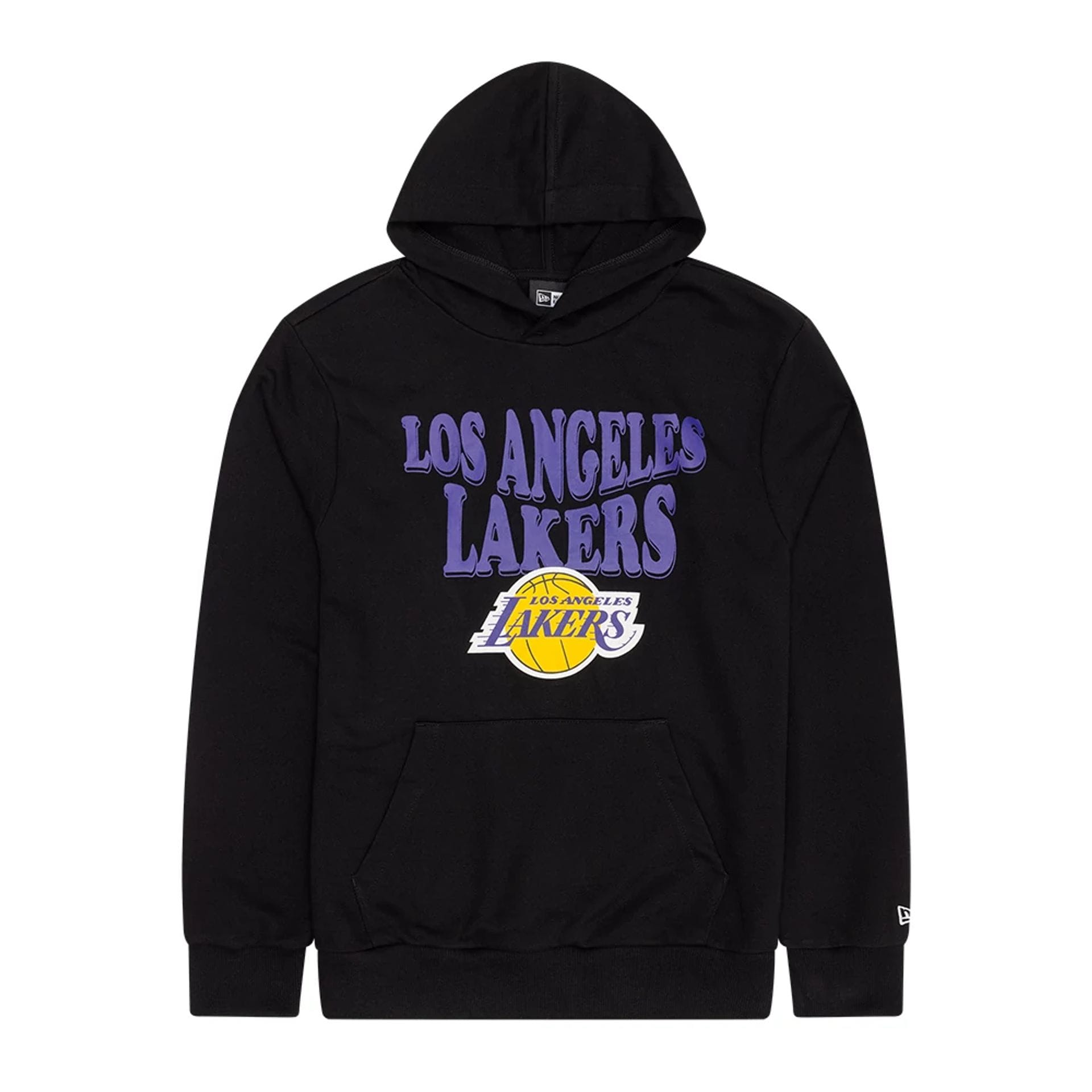 The Male model is wearing LA Lakers NBA Wordmark Black Pullover Hoodie 1