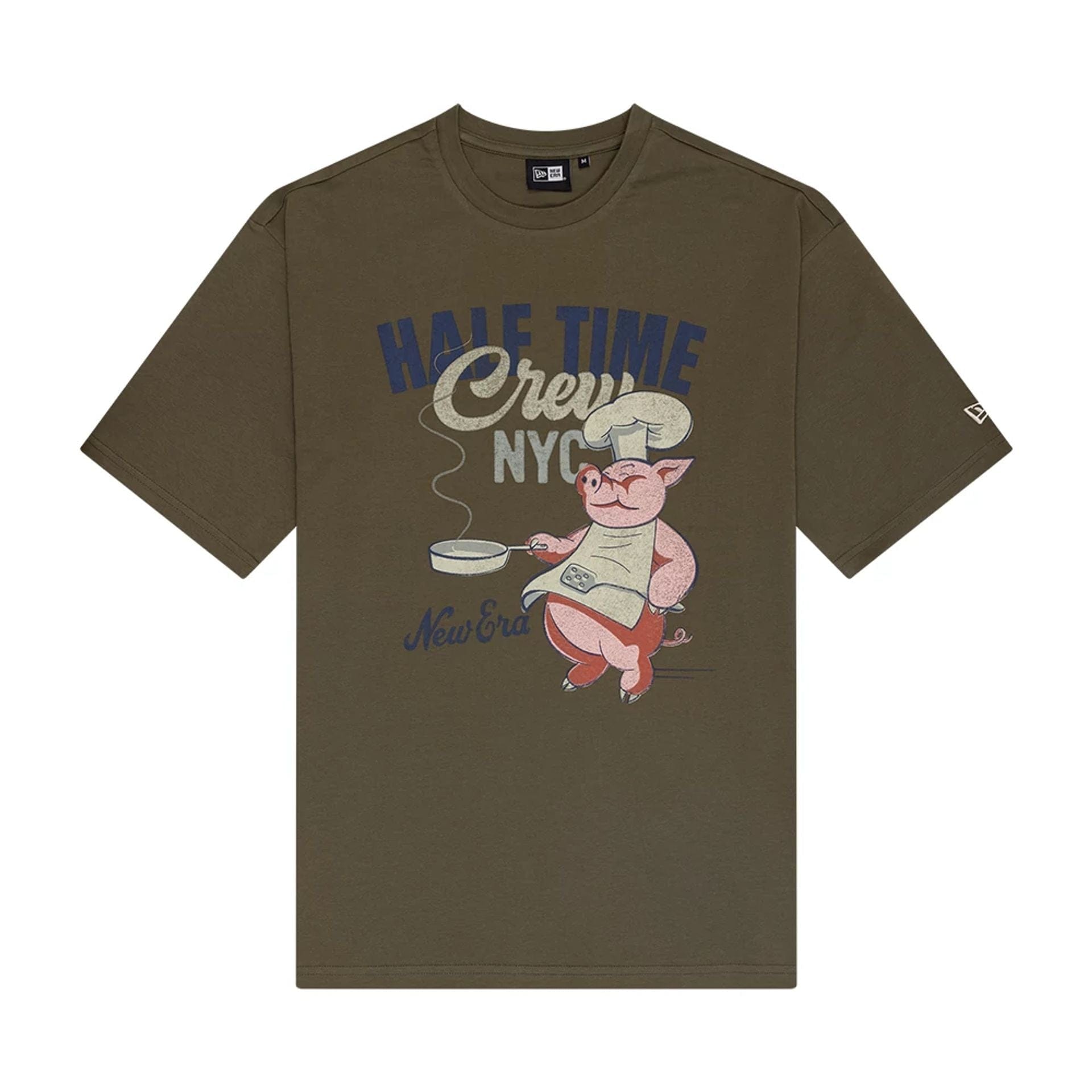 The Male model is wearing New Era Food Graphic Green Oversized T-Shirt 1