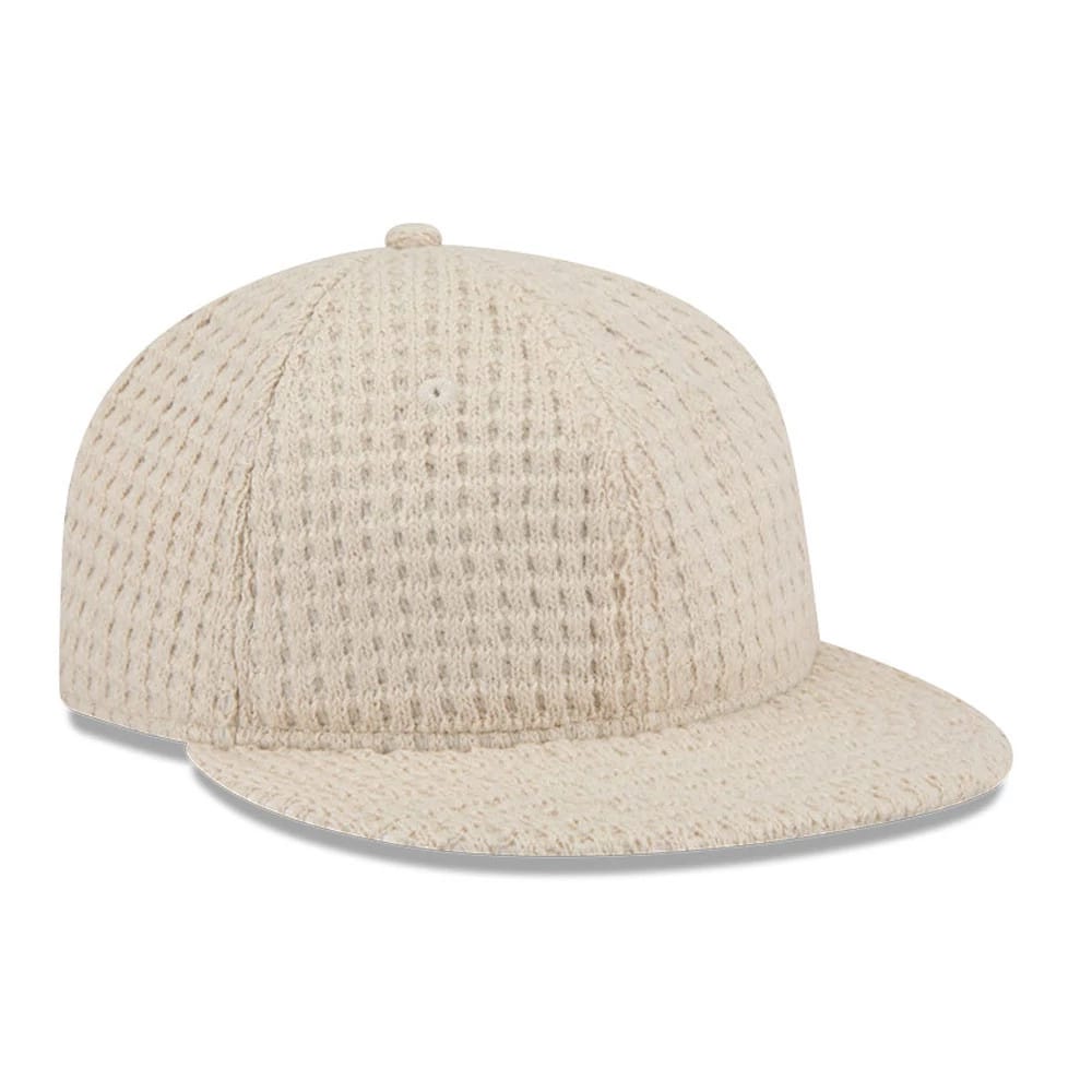 This is a New Era Waffle Knit Light Beige Retro Crown 9FIFTY Adjustable Cap 4