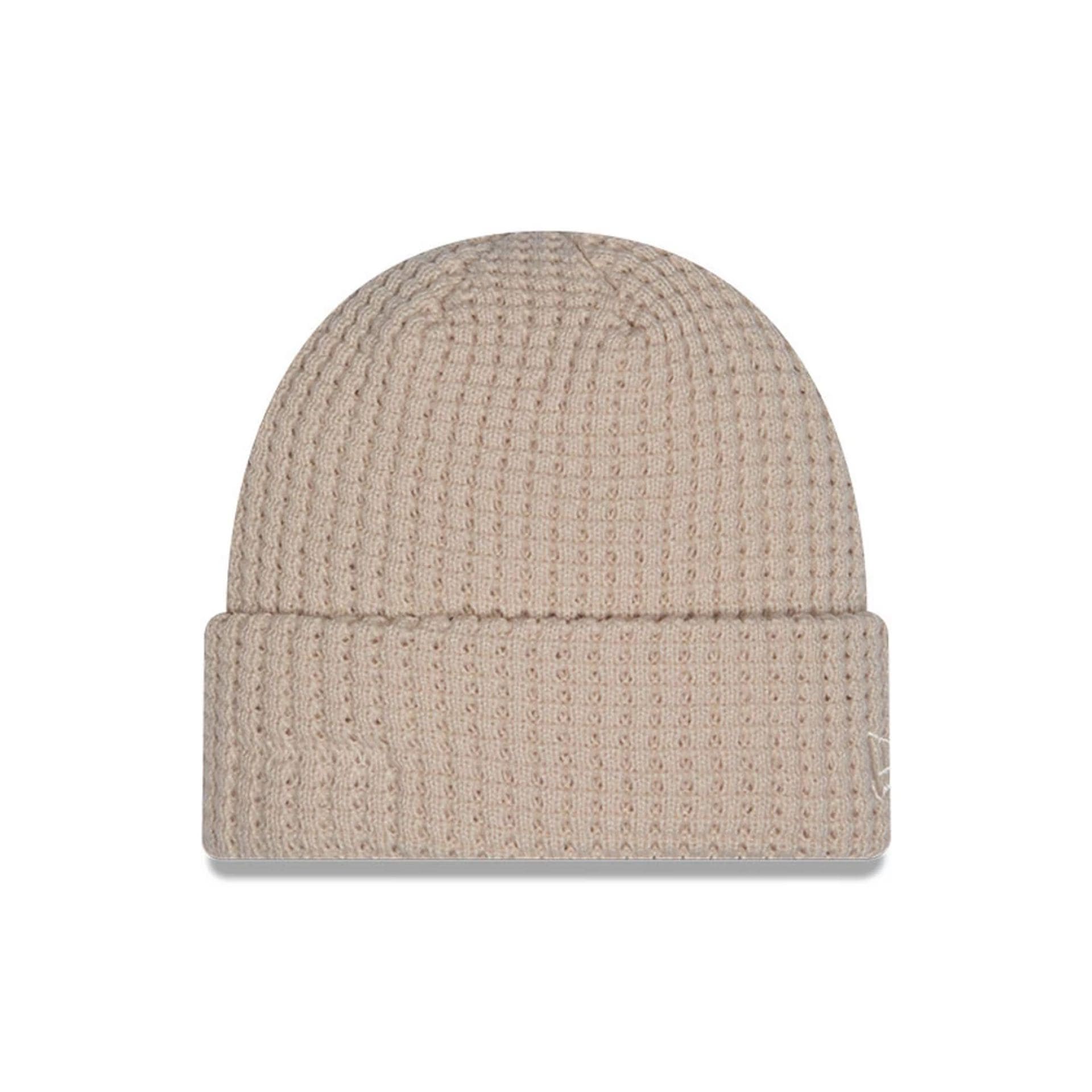This is a New Era Waffle Knit Light Beige Cuff knit Beanie Hat 1