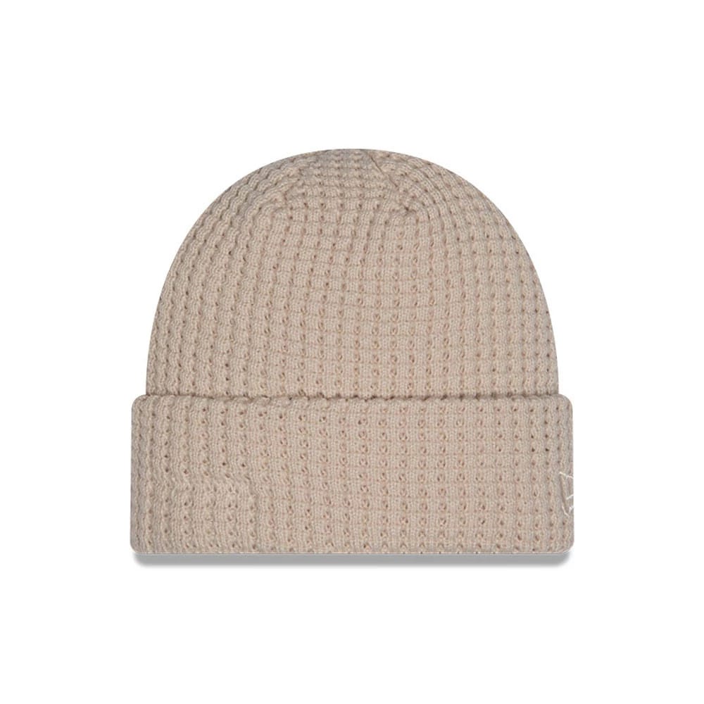 This is a New Era Waffle Knit Light Beige Cuff knit Beanie Hat 1