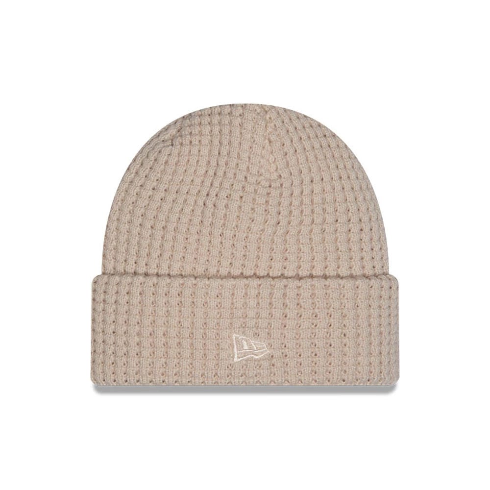 This is a New Era Waffle Knit Light Beige Cuff knit Beanie Hat 2