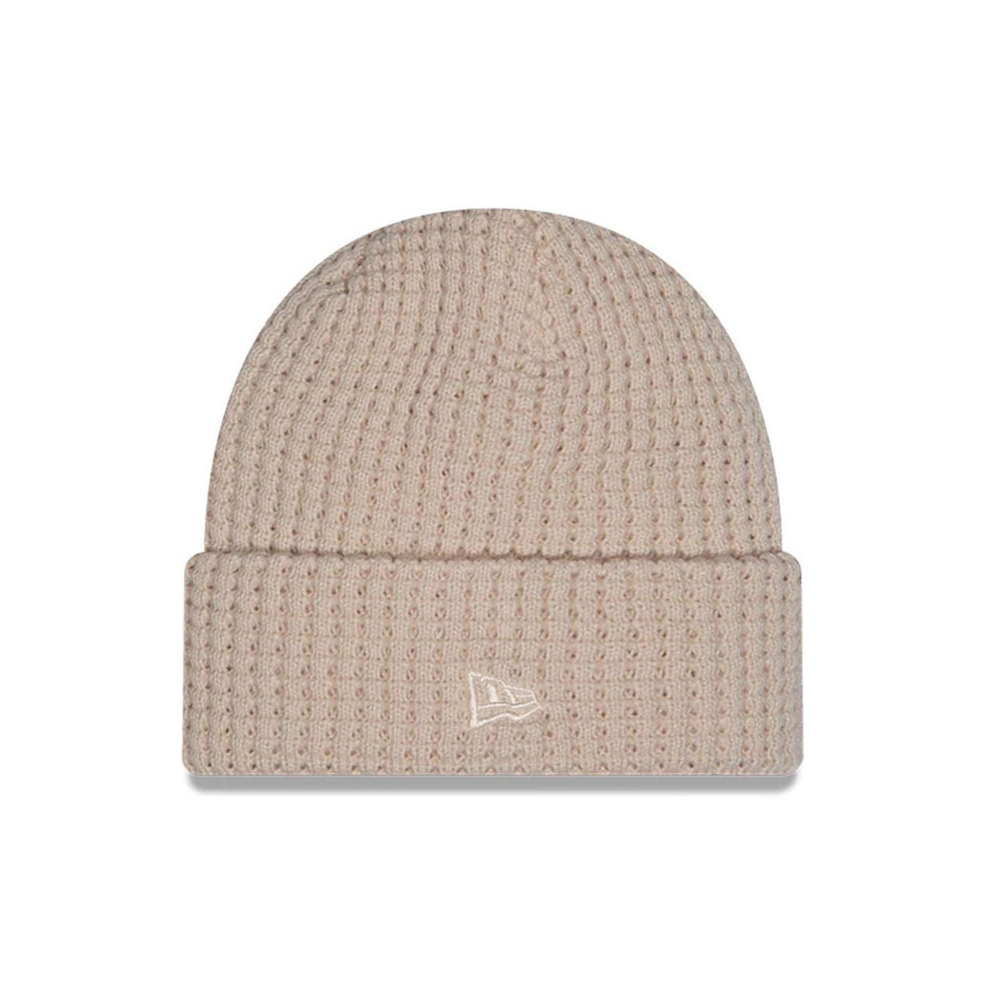 This is a New Era Waffle Knit Light Beige Cuff knit Beanie Hat 2