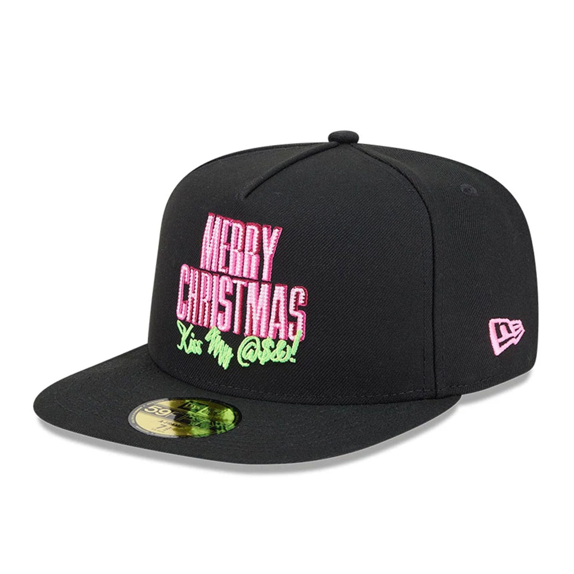 Pictured is this Merry Christmas National Lampoons Christmas Vacation 59FIFTY A-Frame Fitted cap in black. 1