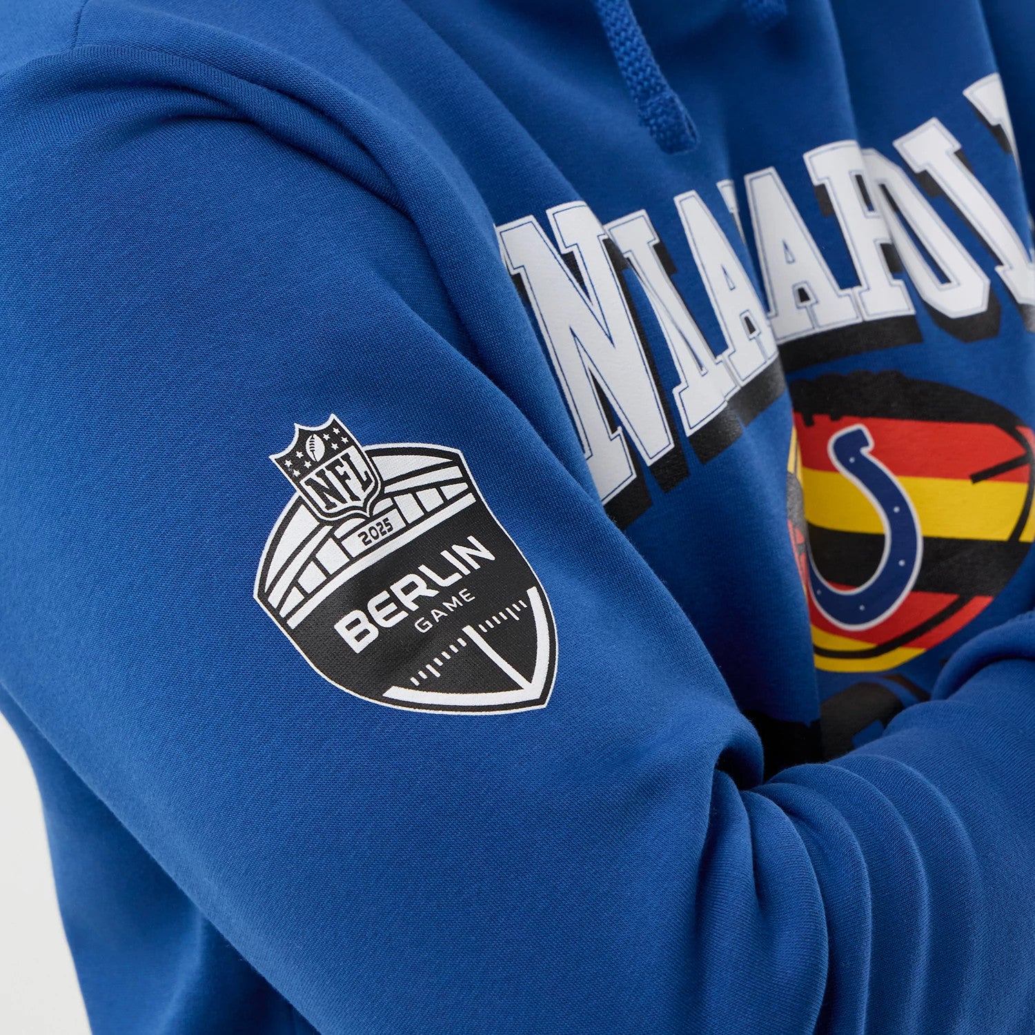 The Male model is wearing Indianapolis Colts NFL International Series Games Blue Pullover Hoodie 4