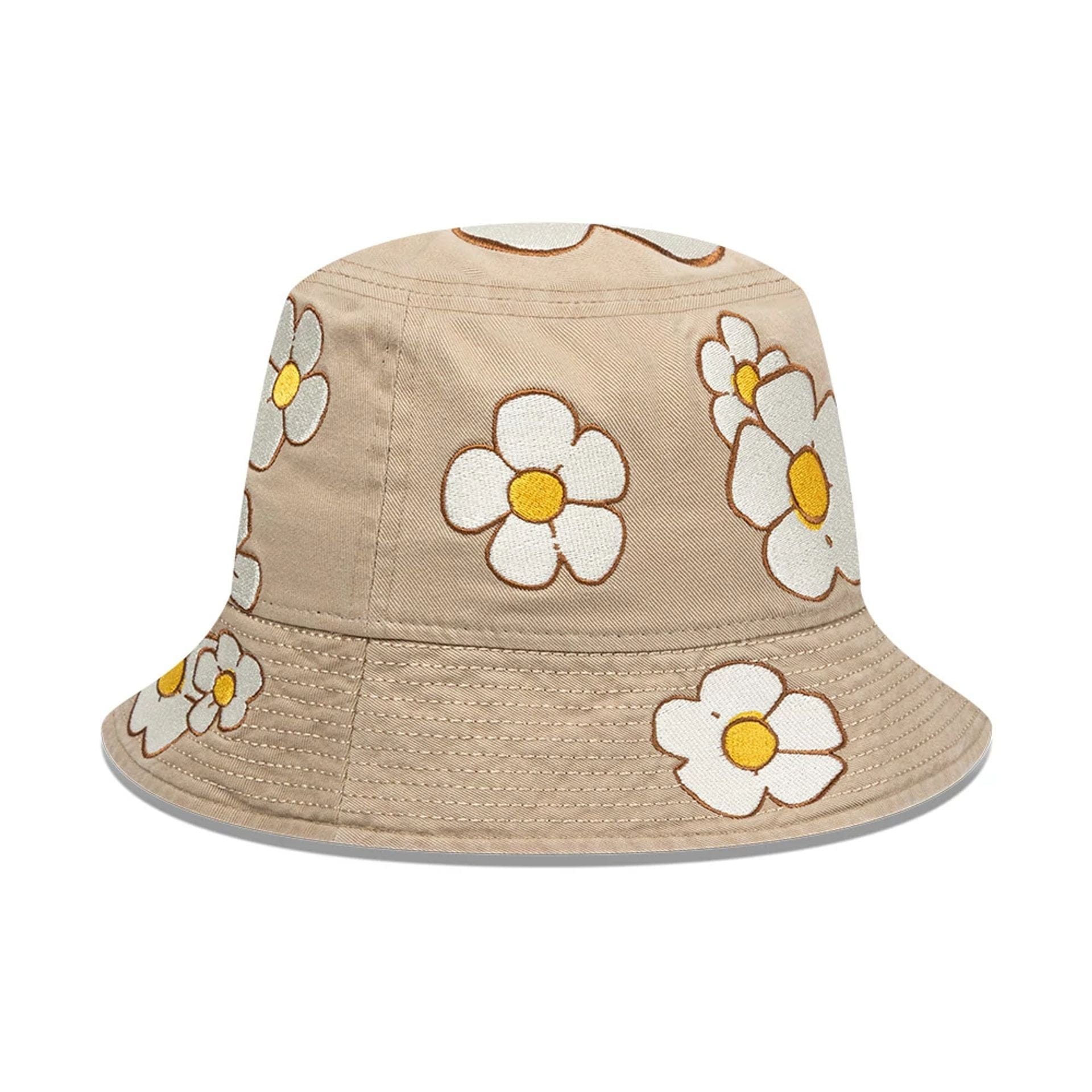 This is a New Era x Rodrigo Roji Flowers Light Beige Bucket Hat 2