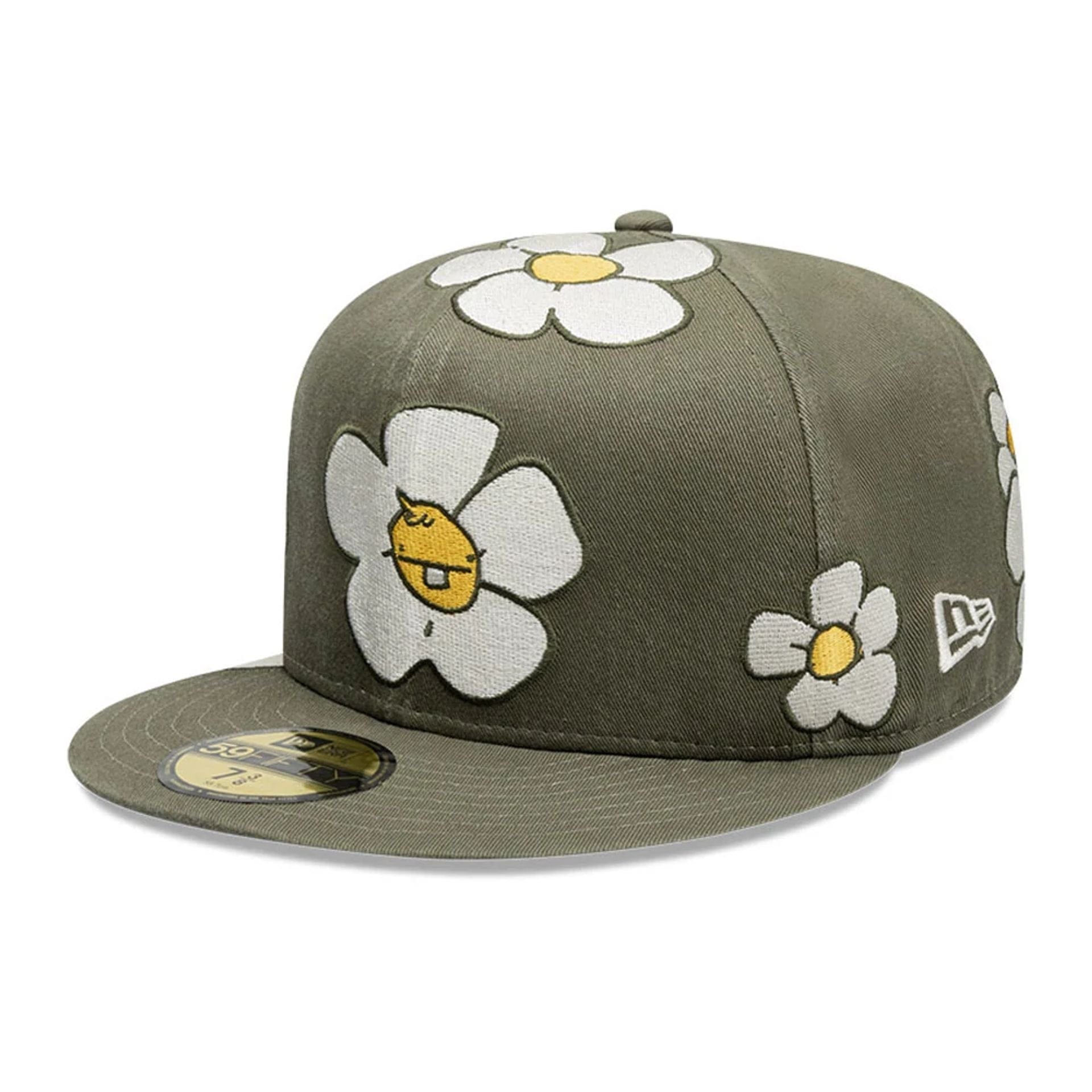 This is a New Era x Rodrigo Roji Flower Green 59FIFTY Fitted Cap 1