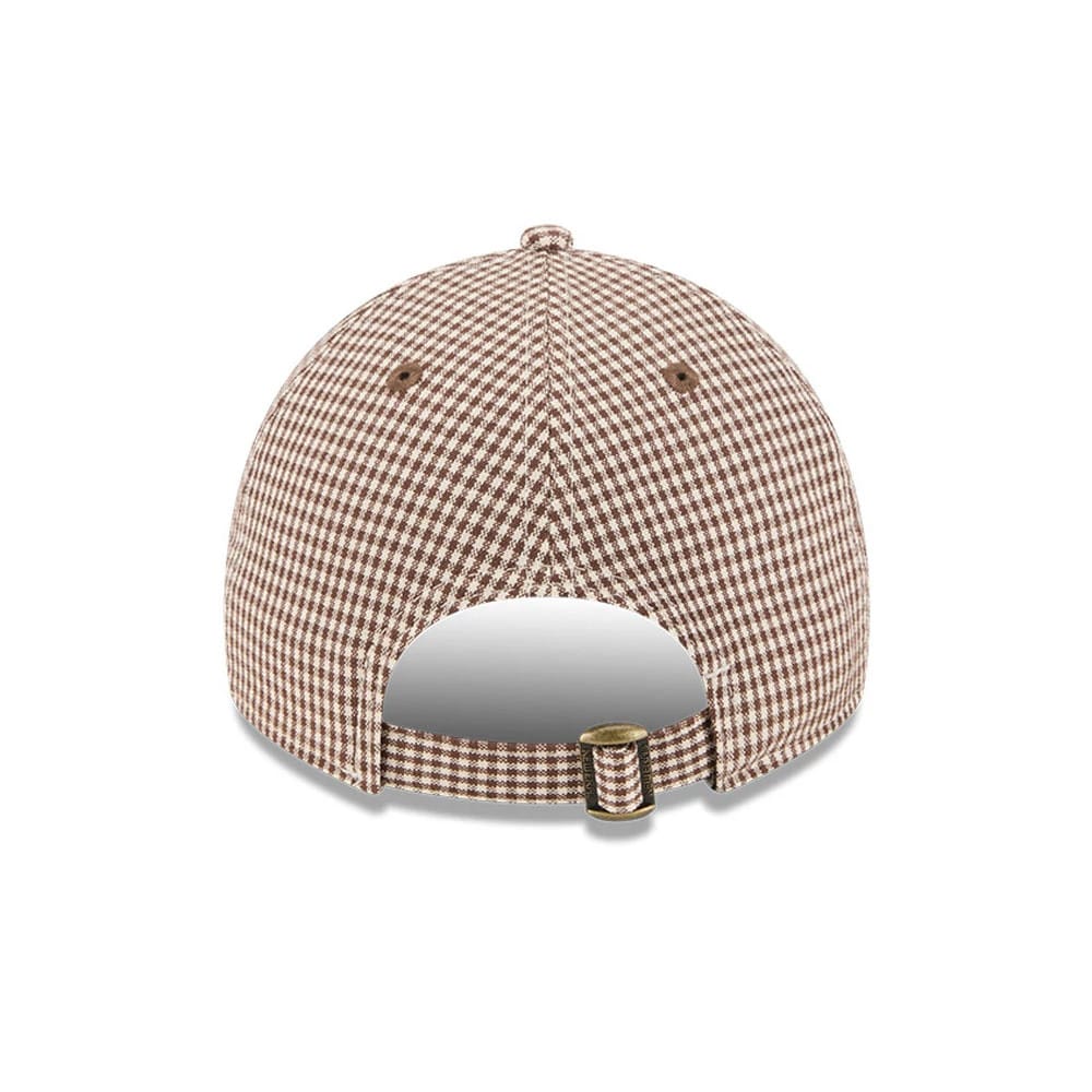 Pictured is this MLB Check LA Dodgers 9TWENTY A-Frame cap in open brown. 7