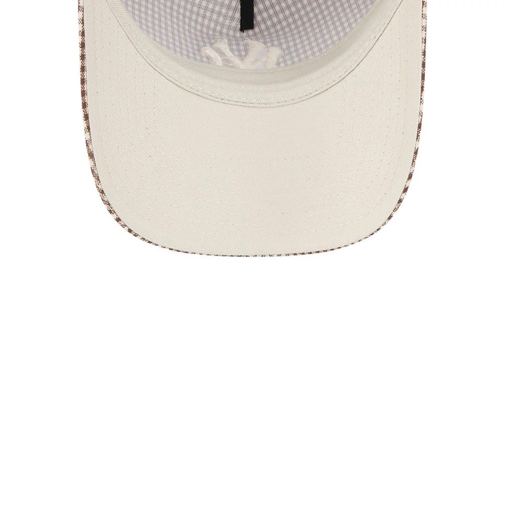 Pictured is this MLB Check New York Yankees 9TWENTY A-Frame cap in open brown. 2