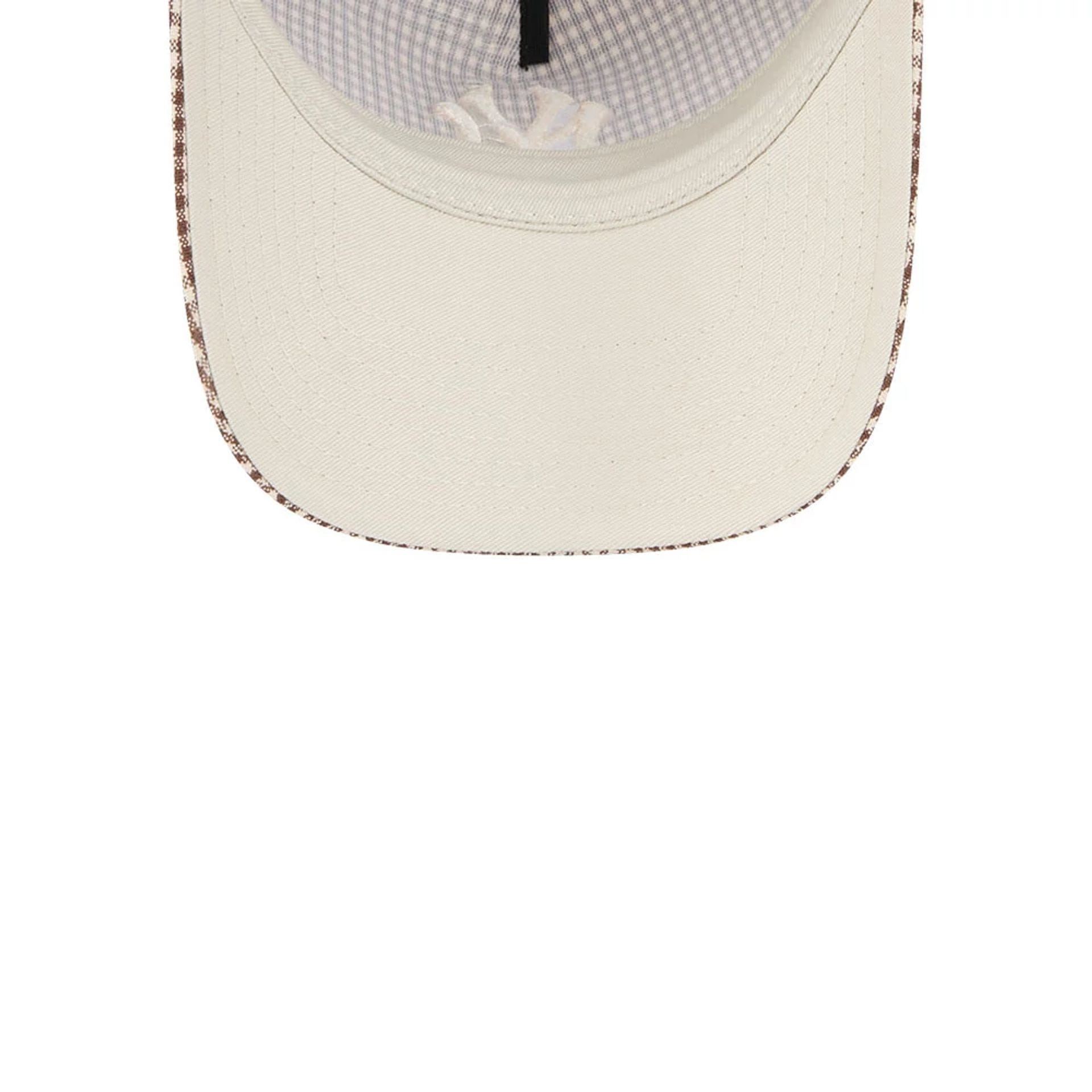 Pictured is this MLB Check New York Yankees 9TWENTY A-Frame cap in open brown. 2