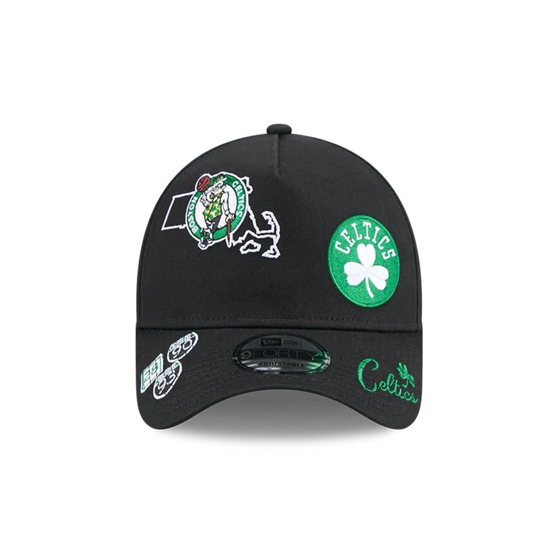 Pictured is this NBA All Over Boston Celtics 9FORTY A-Frame cap in black. 2