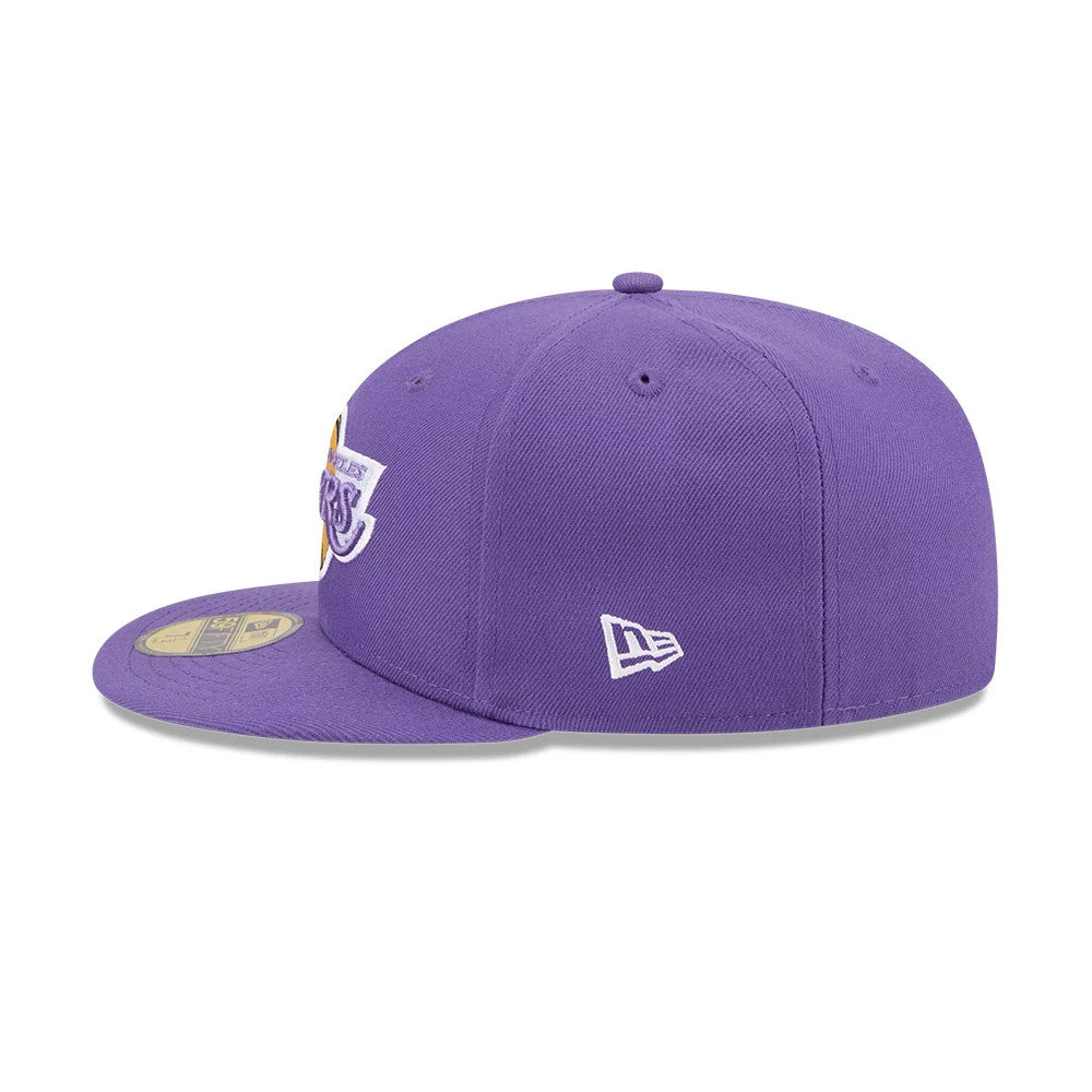 Pictured is this NBA Hardwood Classic 50th Anniversary LA Lakers 59FIFTY Fitted cap in purple. 7